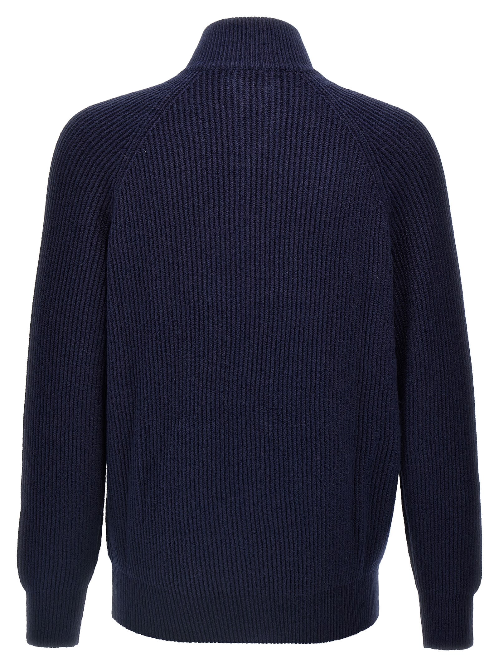 Brunello Cucinelli Zip-front Cardigan In Blue