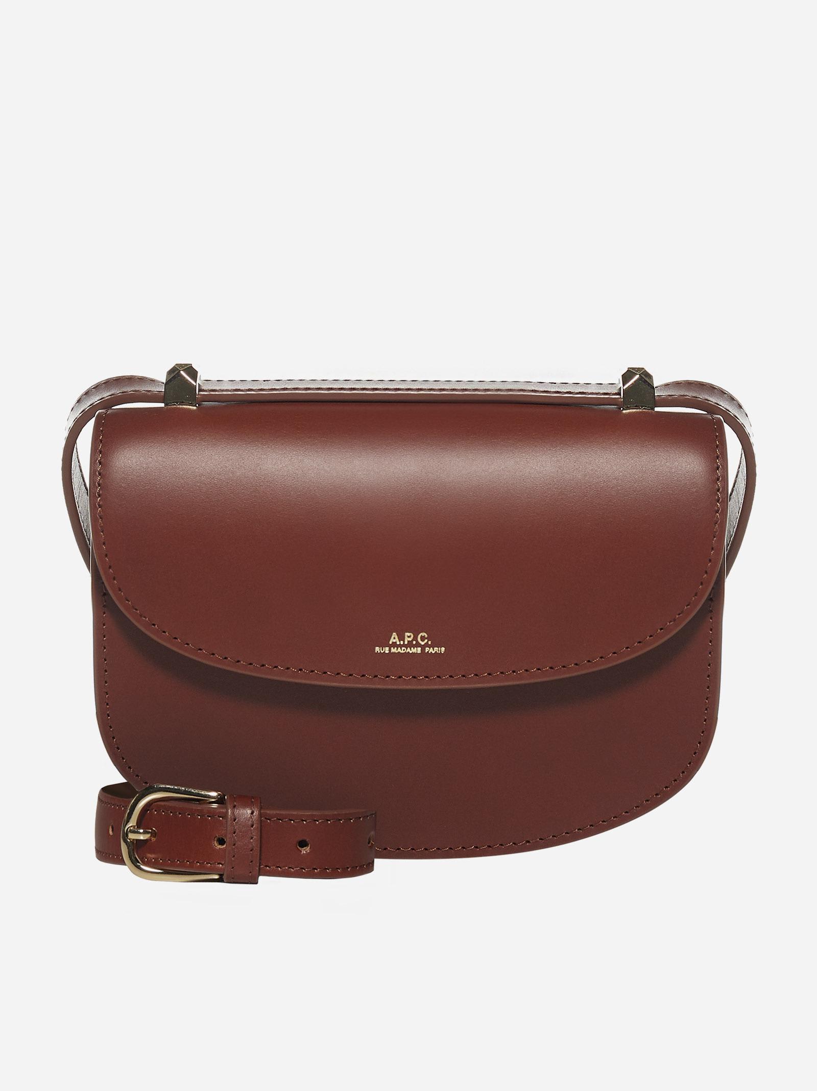 Shop Apc Geneve Mini Leather Shoulder Bag In Brown