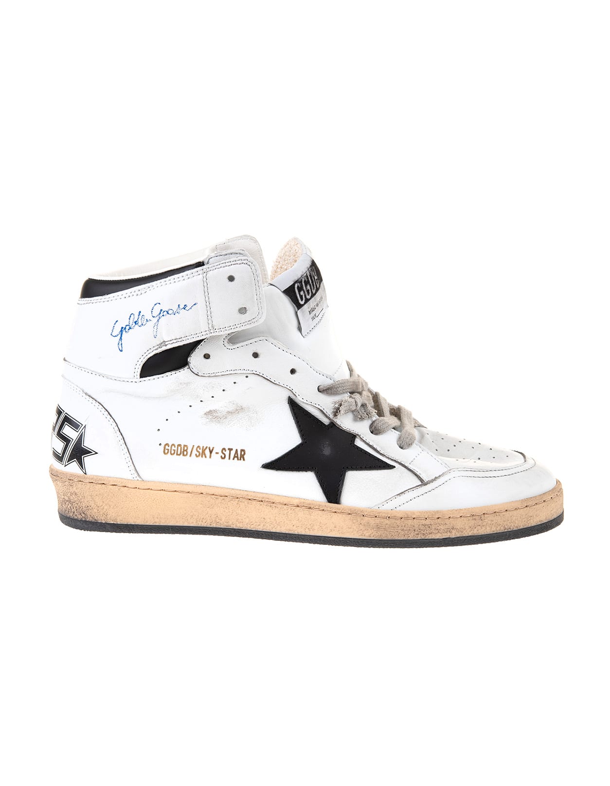 Golden Goose Man White And Black Sky-star Sneakers