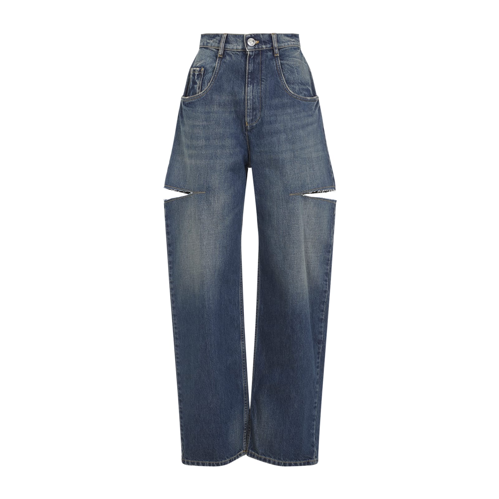 Maison Margiela Stonewashed Denim Jeans With Slash Details In Blue