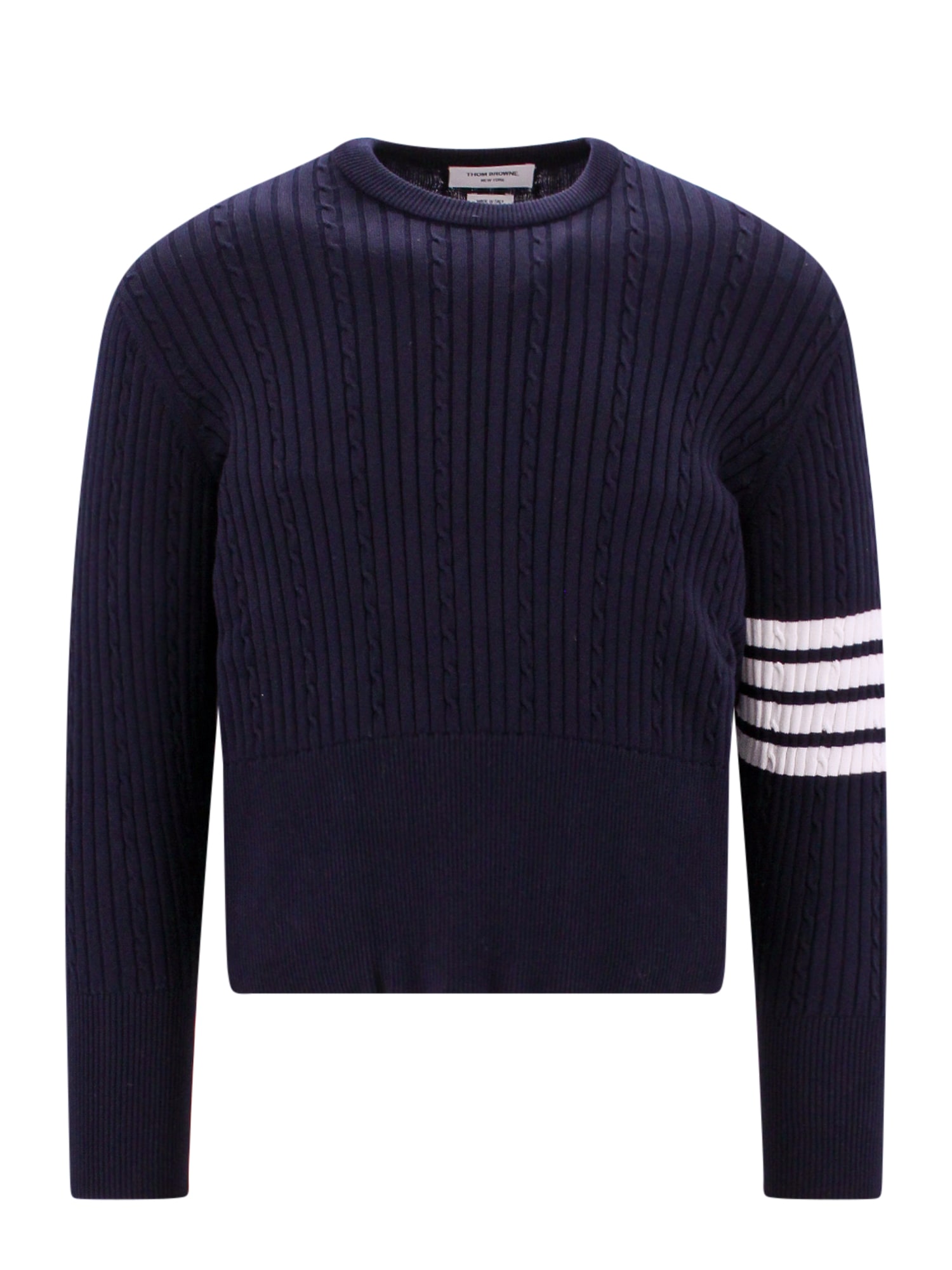Thom Browne 4-bar Cotton Sweater In Blue