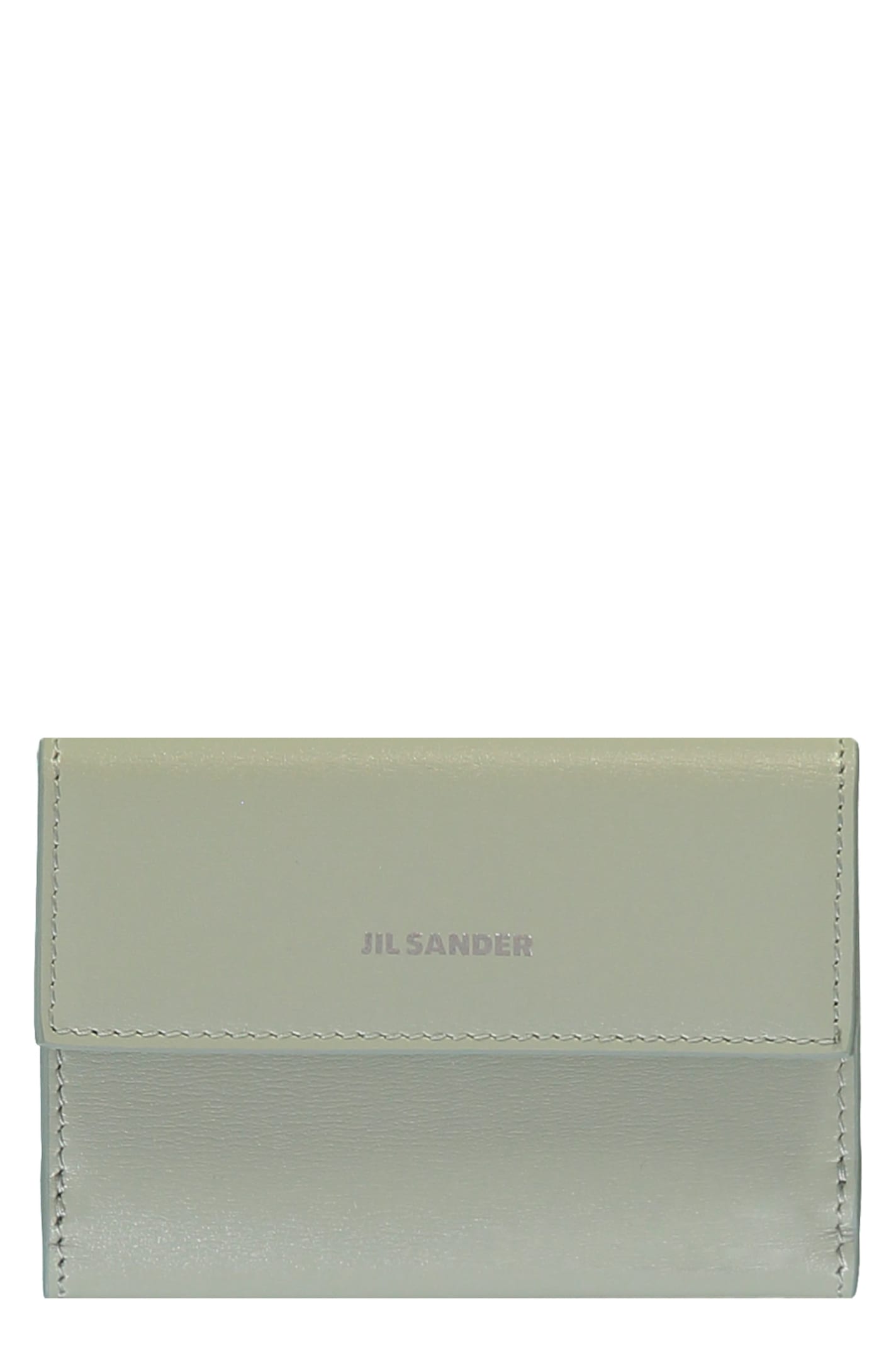 Shop Jil Sander Small Leather Flap-over Wallet In Heather Grey