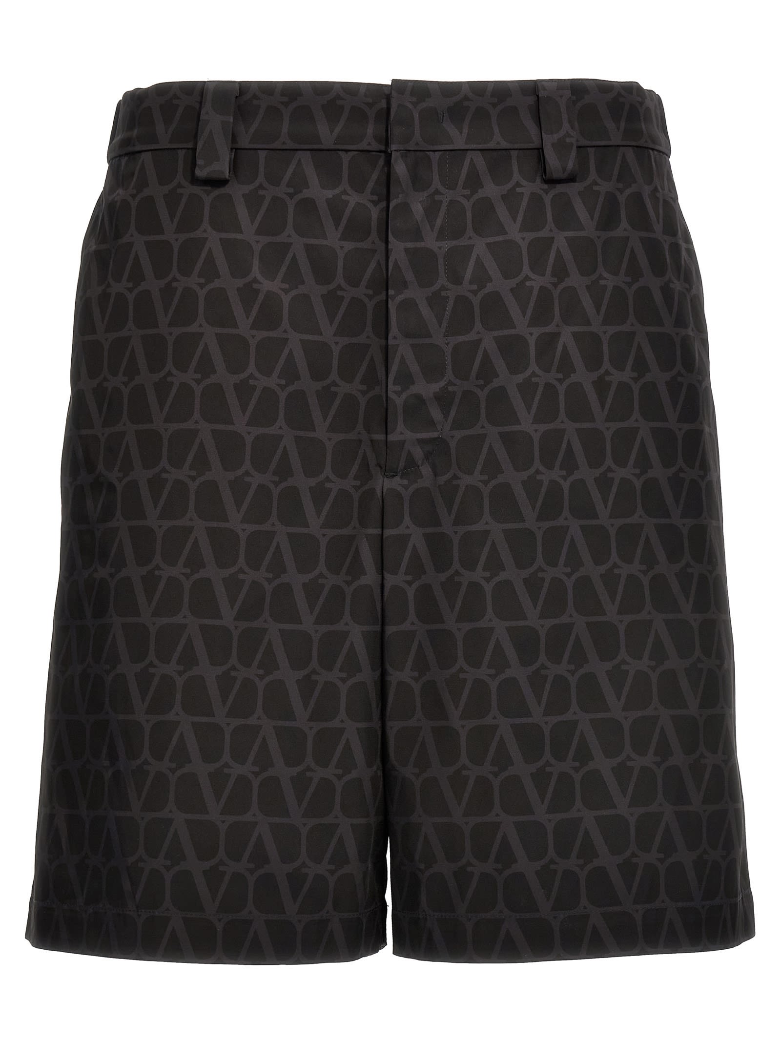 Valentino Vlogo Toile Iconographe Bermuda Shorts In Nero
