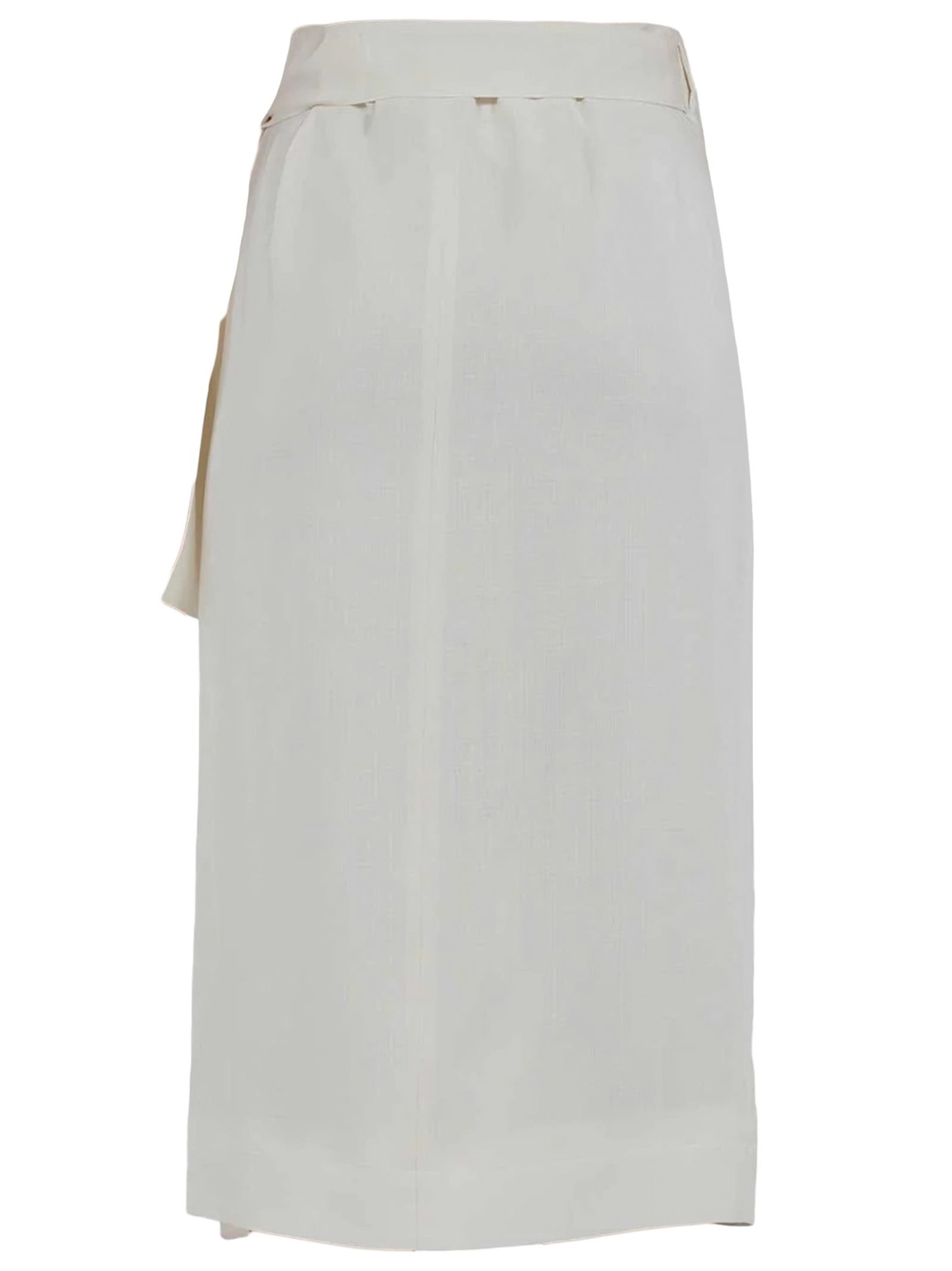 Shop Semicouture Cream White Armored Viscose Wrap Skirt In Bianco