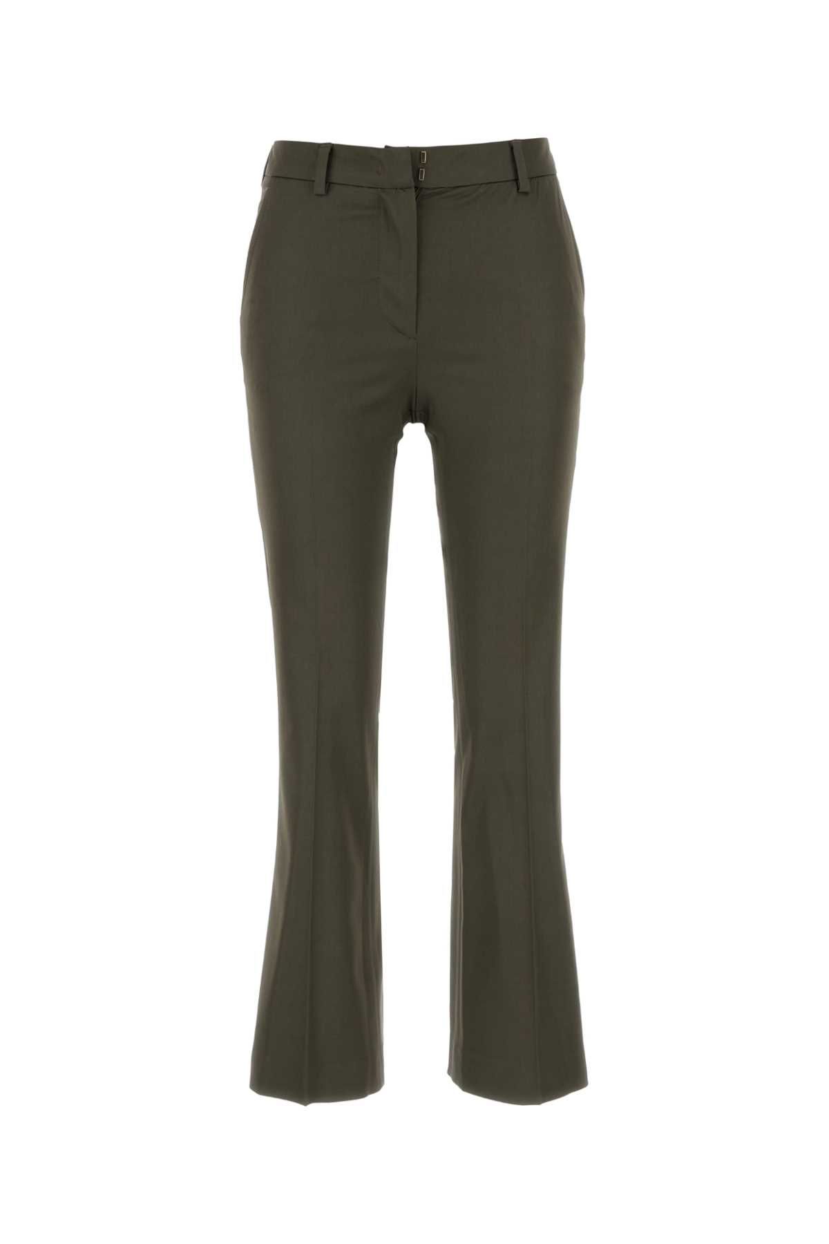 Pt Torino Pant Viscose Stretch Flared Hem In Militare
