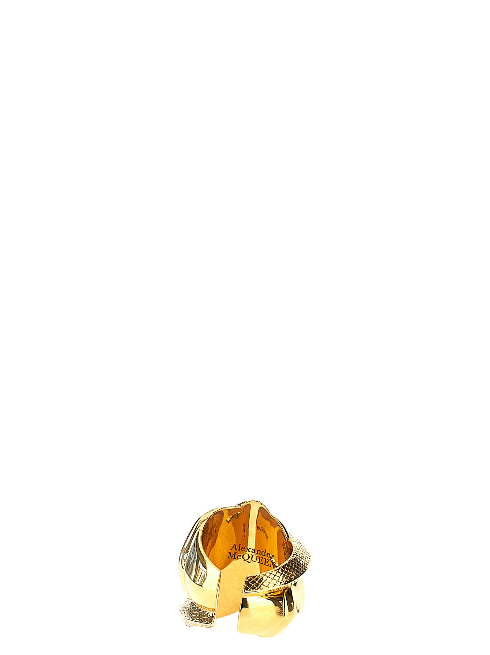 Shop Alexander Mcqueen Snake Ring In Gold