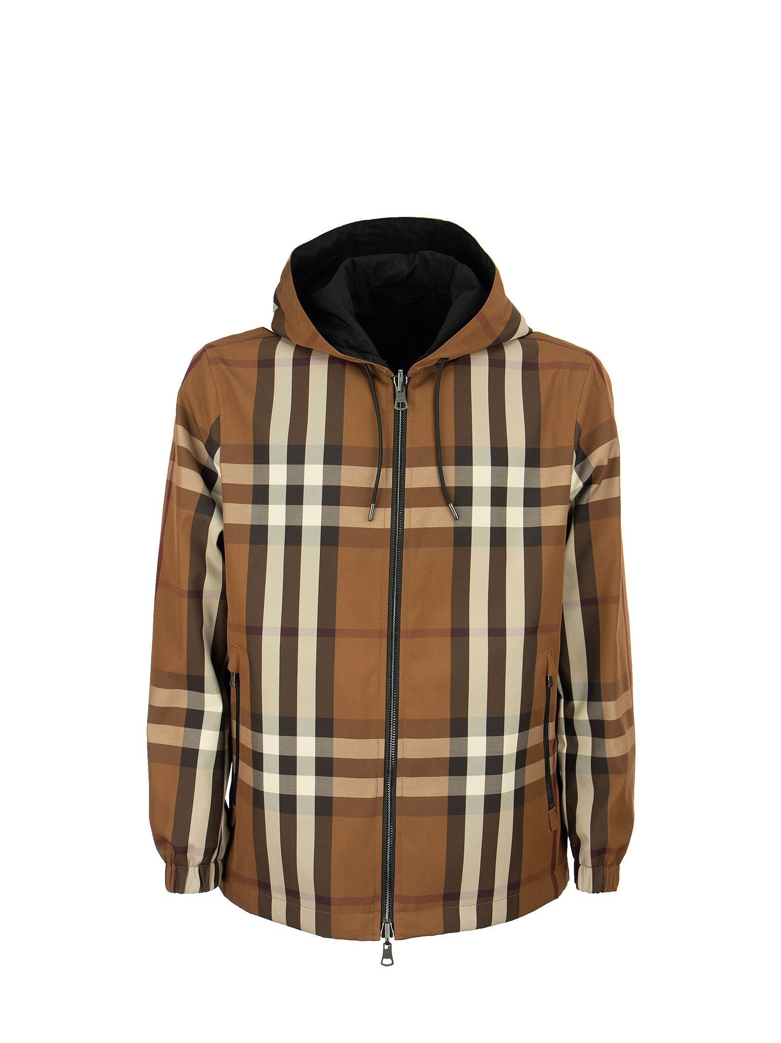 Burberry Reversible Check Technical Cotton Hooded Jacket
