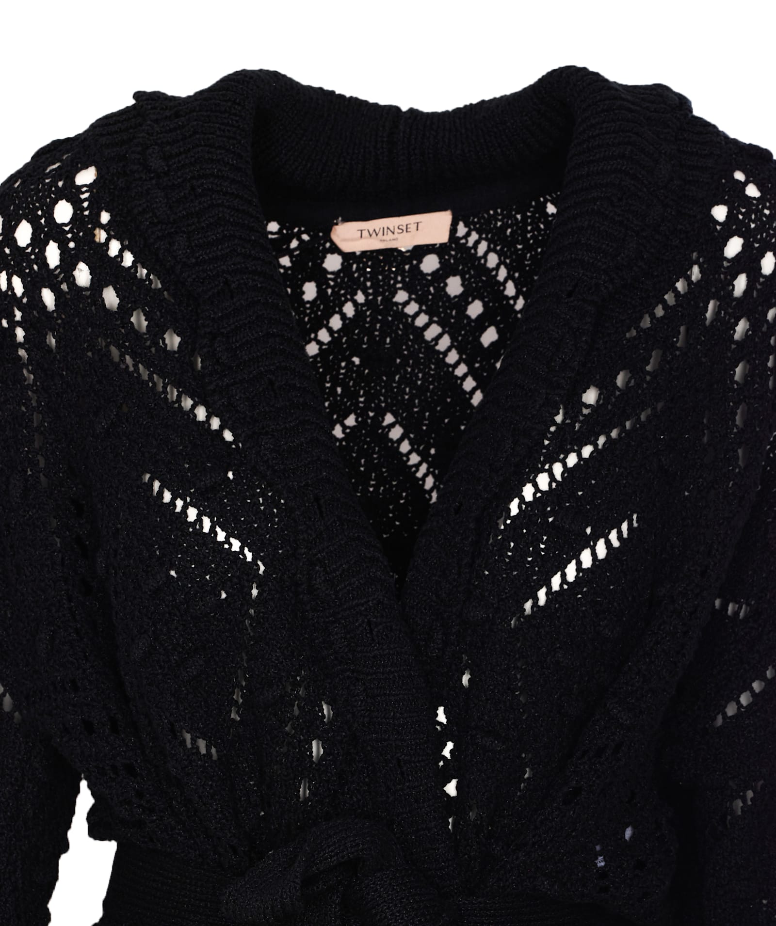 Shop Twinset Knitted Cardigan In Black