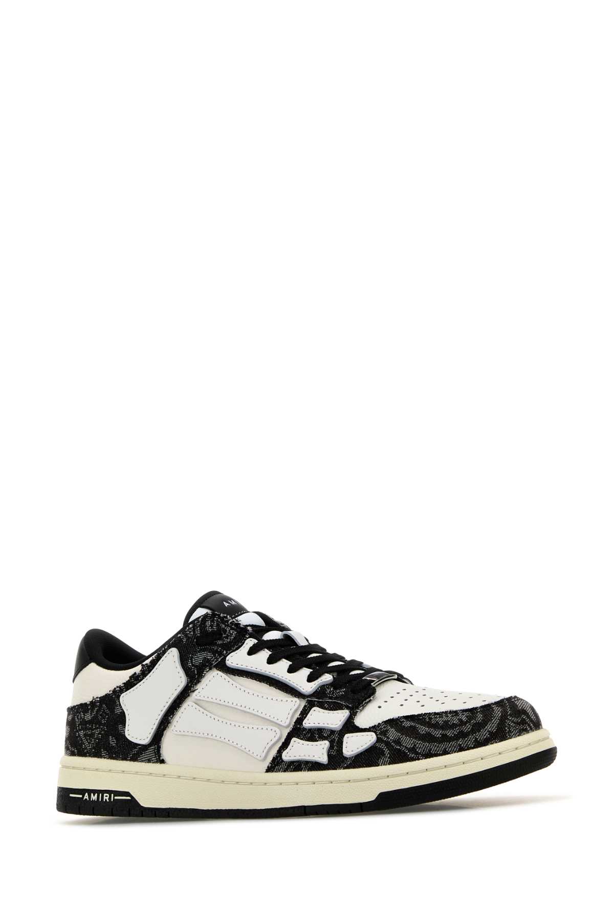 Shop Amiri Multicolor Leather And Fabric Bandana Denim Skel Sneakers In Black