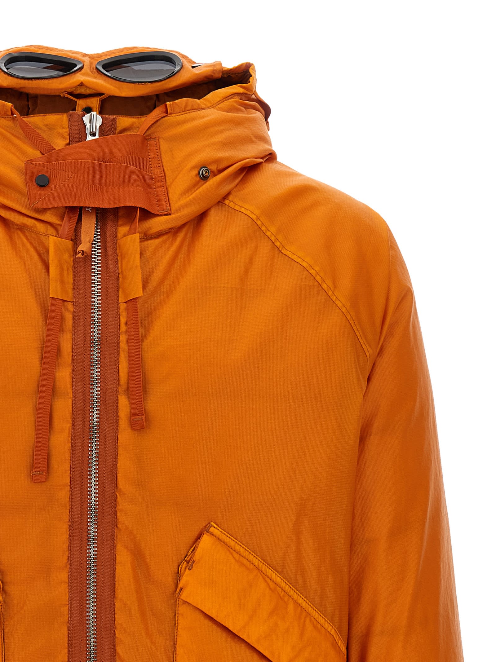 C.p. Company Opal Goggle Down Jacket In Orange