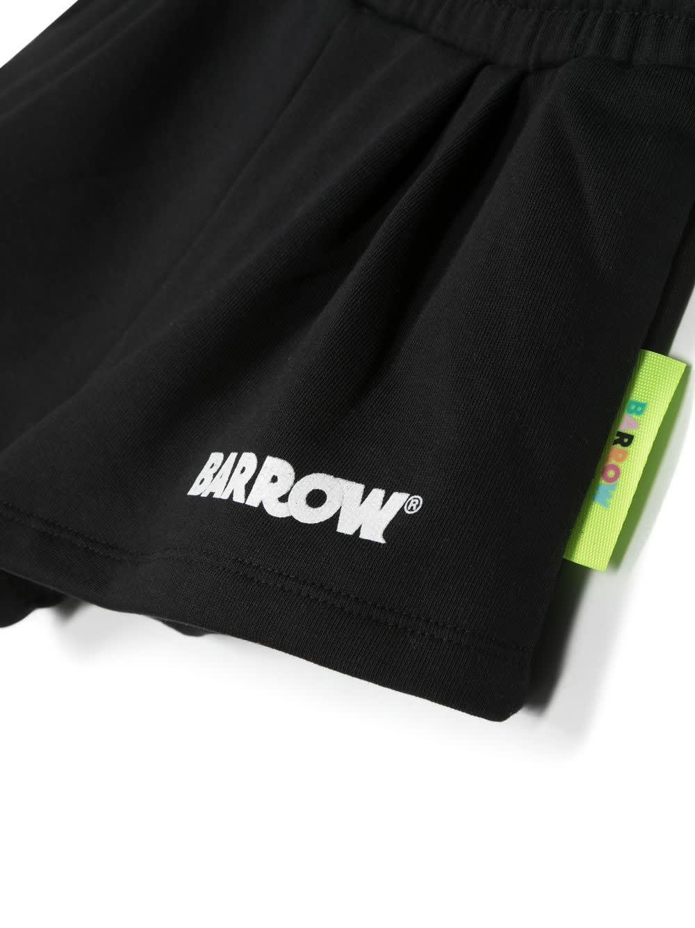 Shop Barrow Black Shorts With Front And Back Logo In Nero