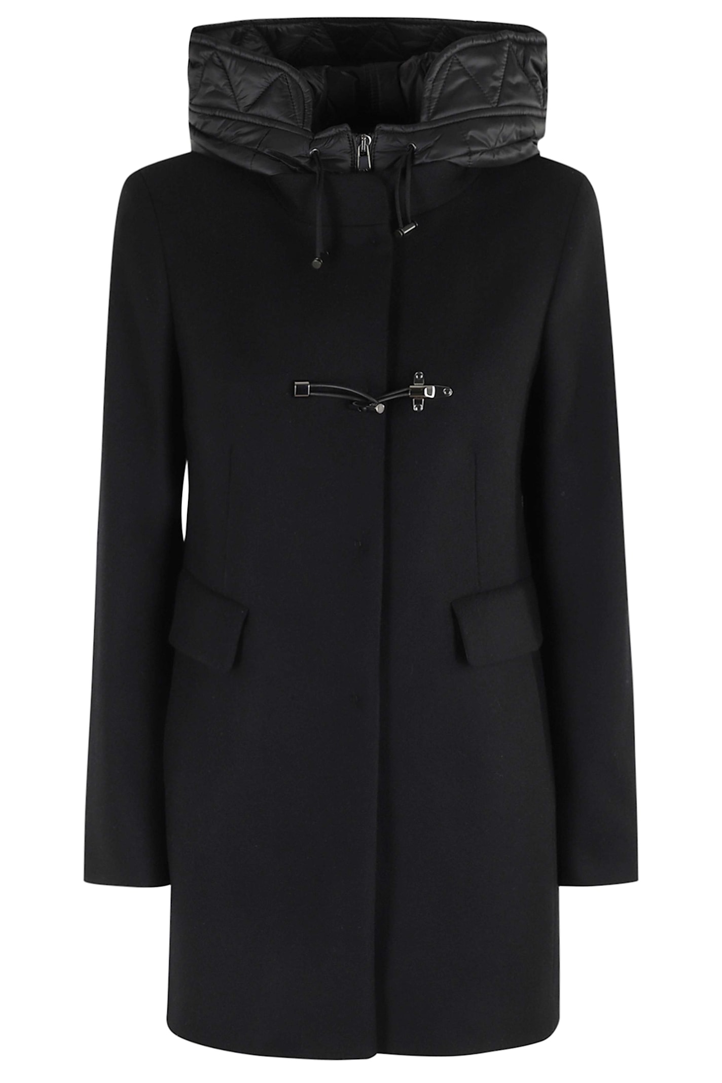 Fay Toggle Coat In Wool Cloth In Black