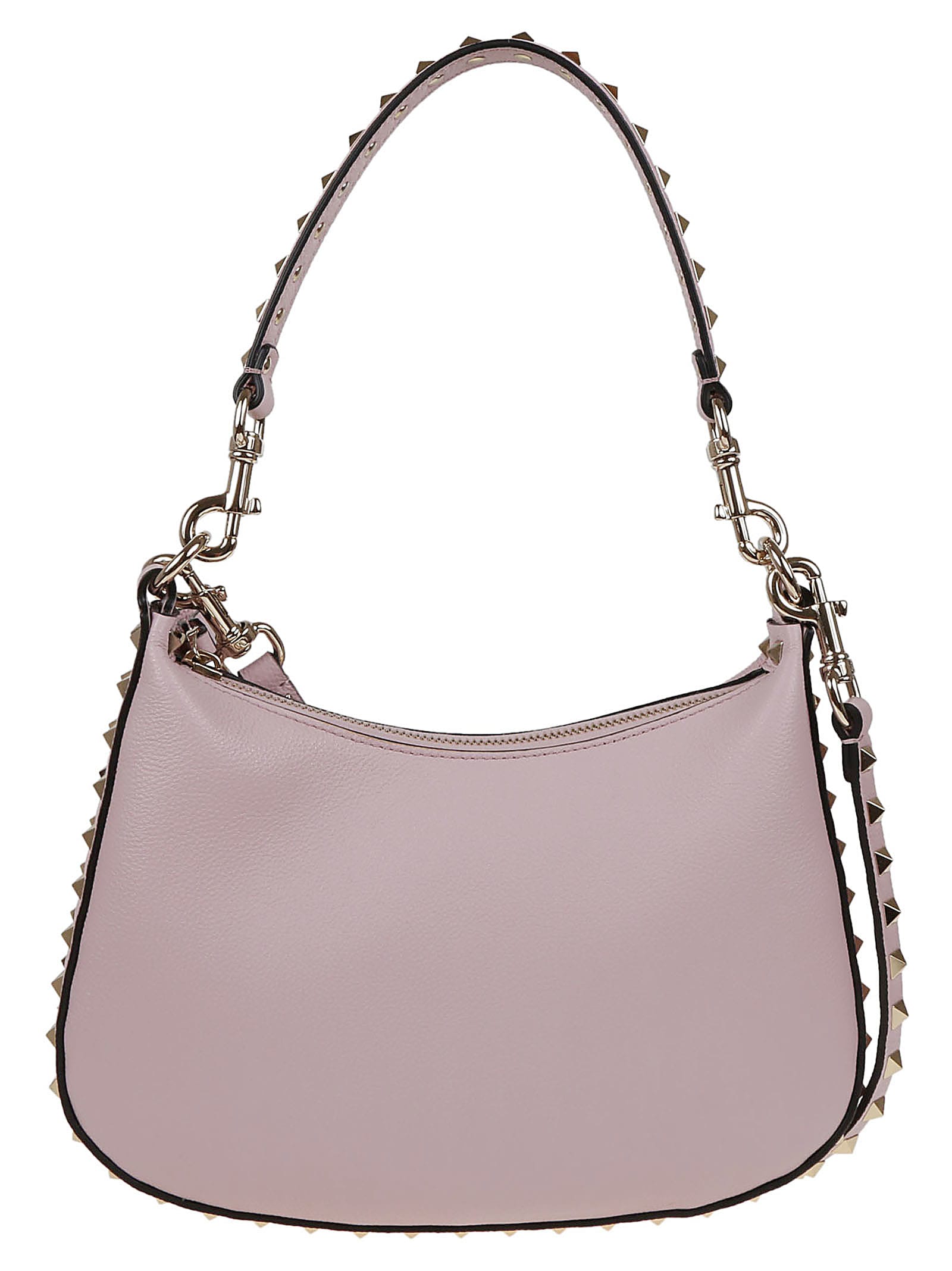 Shop Valentino Small Hobo Zip Top Rockstud In Water Lilac
