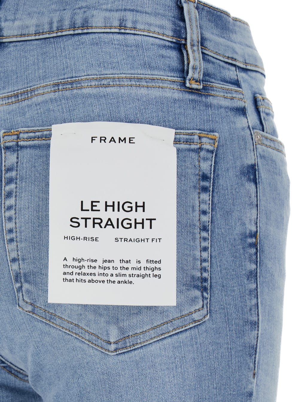 Shop Frame Le High Straight Light Blue Jeans With Contrasting Stitching In Cotton Blend Woman