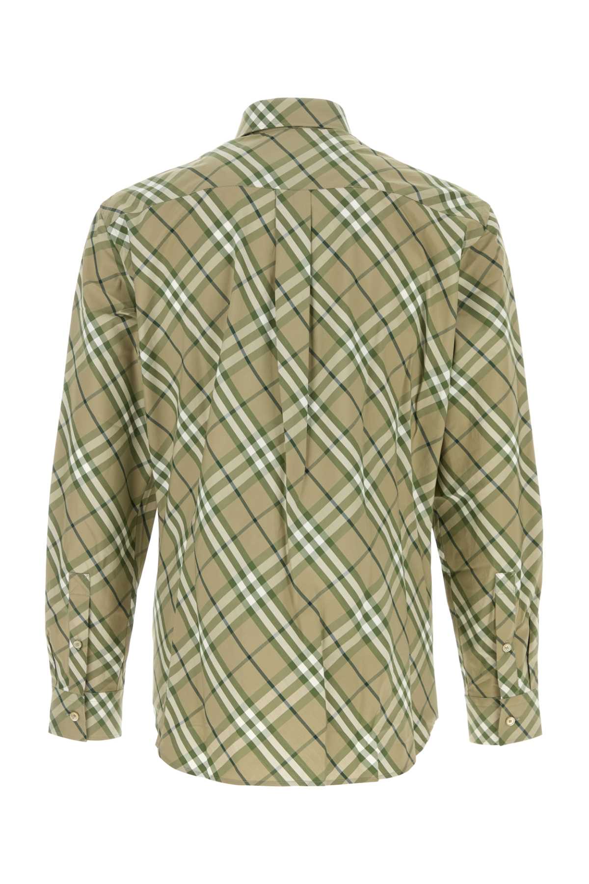Burberry Embroidered Poplin Shirt With Button Cuffs In Saxonipcheck