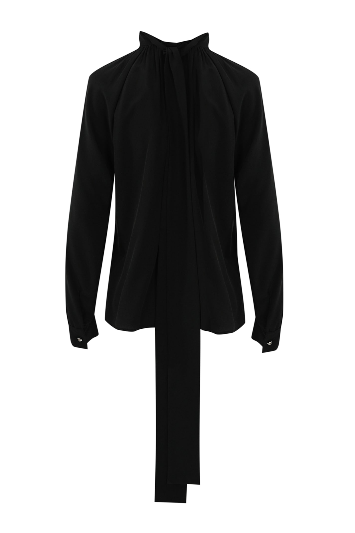 Max Mara Gaia Silk Shirt With Bow In Nero