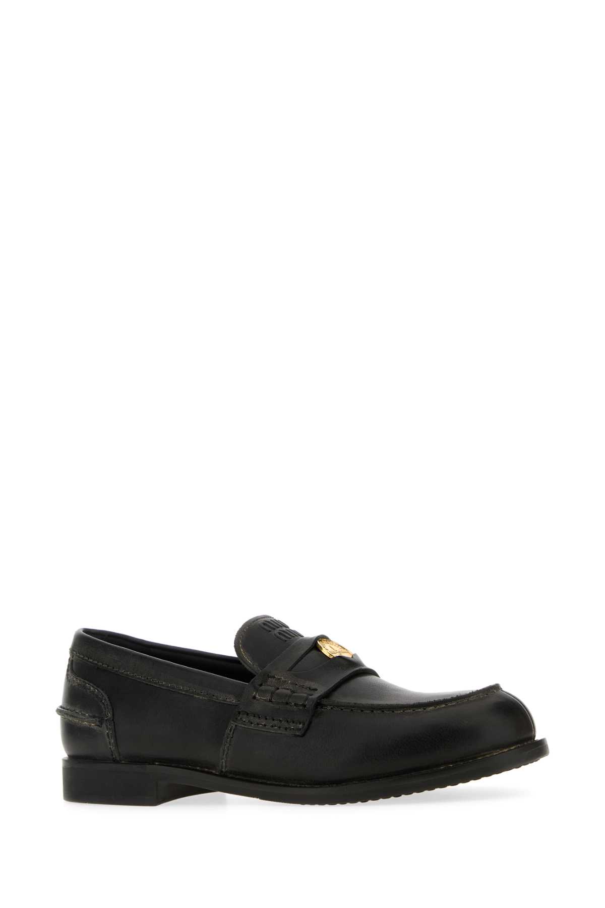 Miu Miu Round-toe Loafers In Black