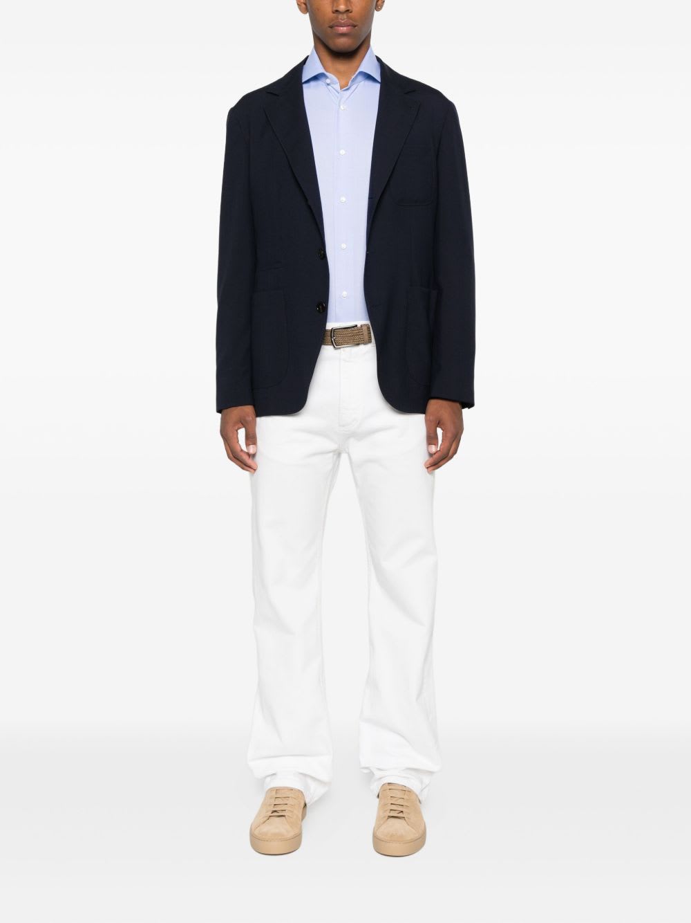 Barba Napoli Barba Long Sleeve Shirt With Semi-rigid Collar And Buttons In Blue