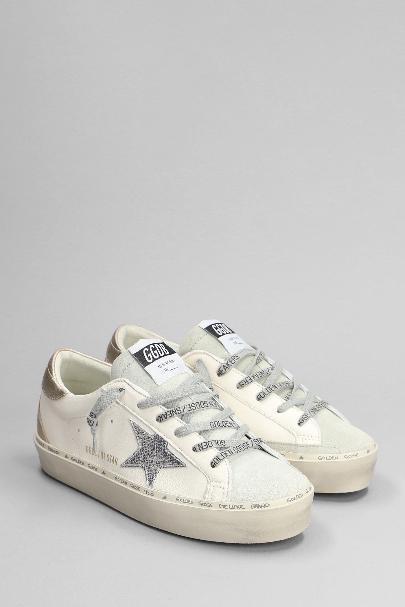 Shop Golden Goose Hi Star Sneakers In White Suede And Leather