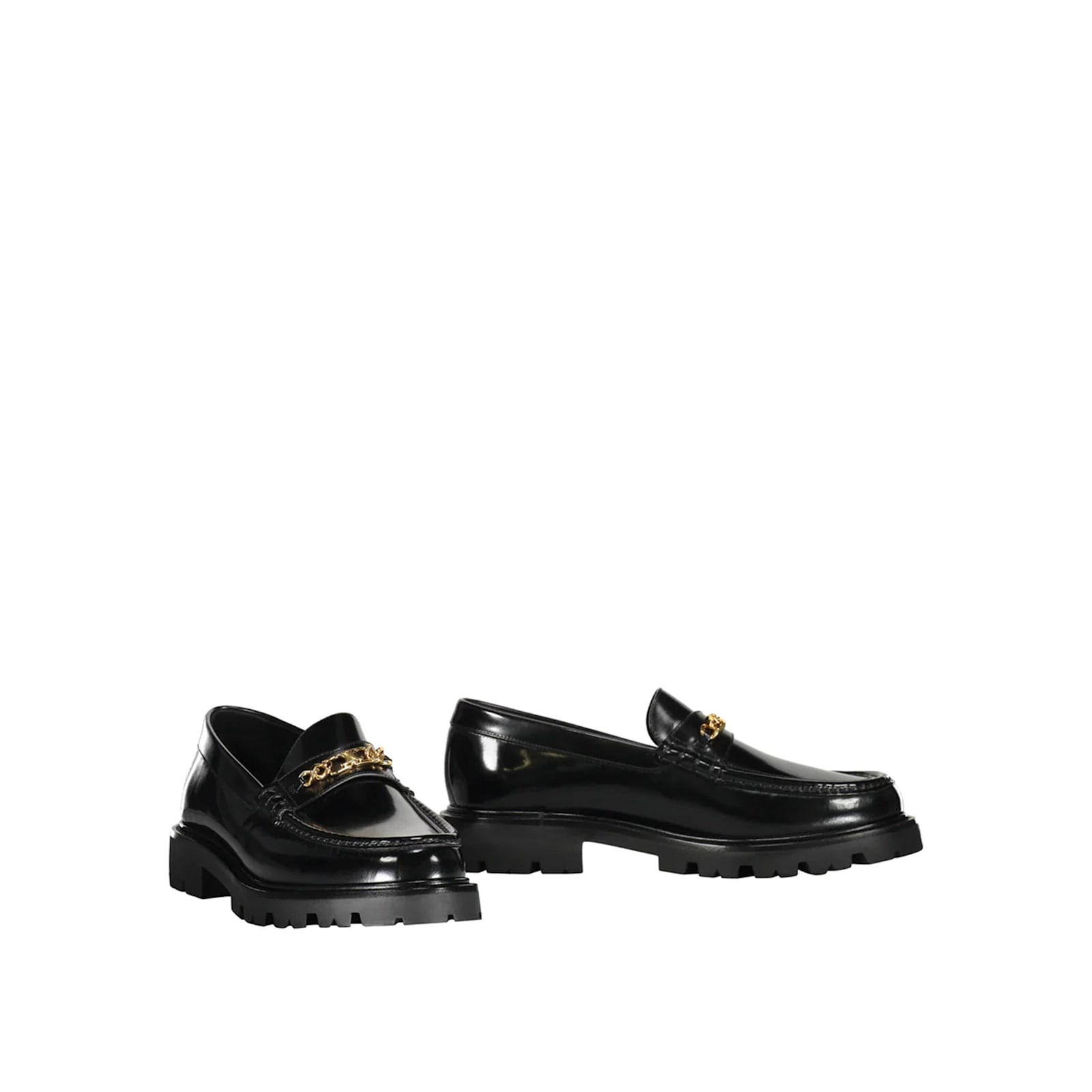 Celine Triomphe Embellished Leather Loafers In Black