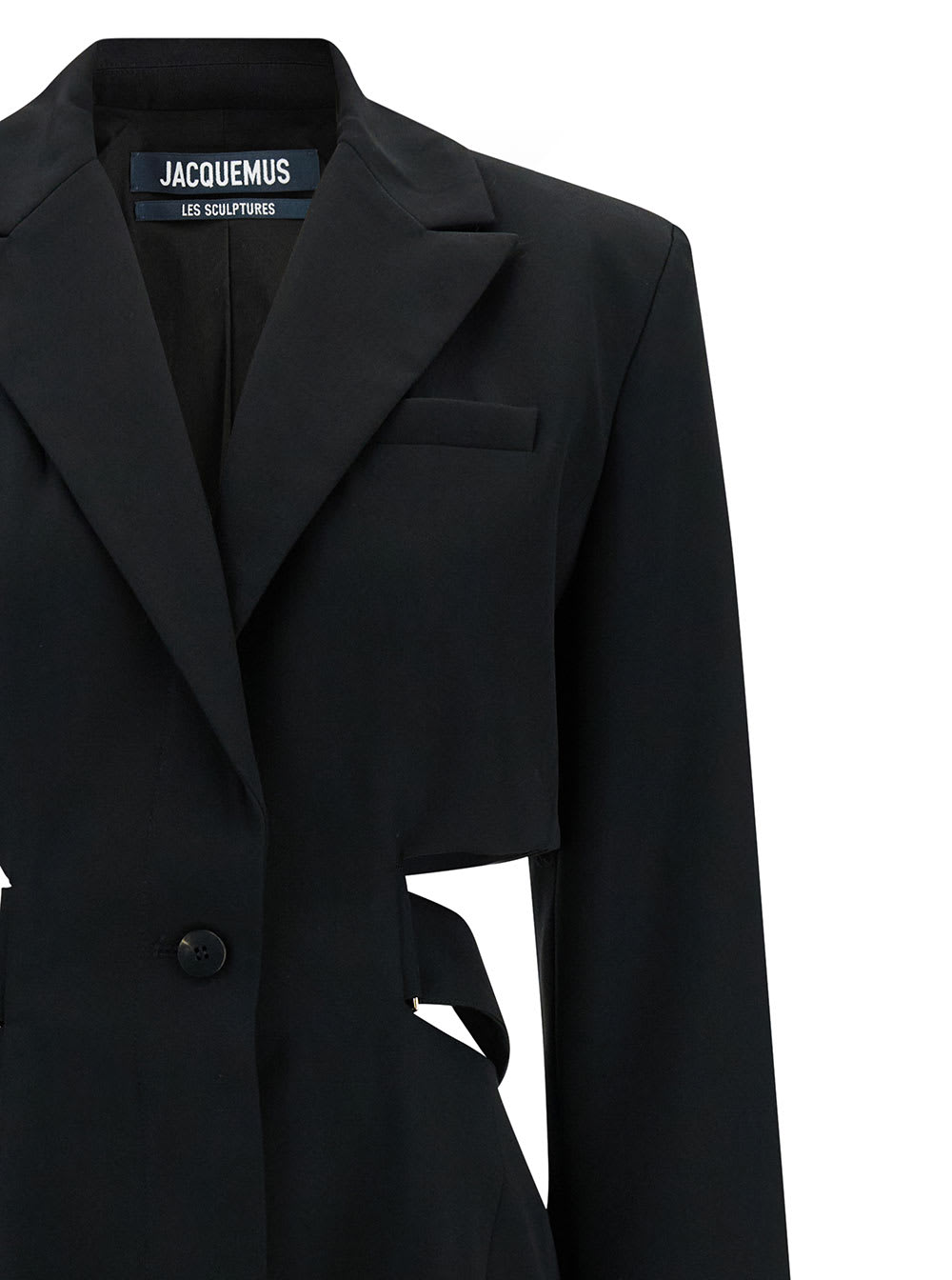 Shop Jacquemus La Robe Bari Black Single-breasted Jacket With Cut-out In Wool Woman