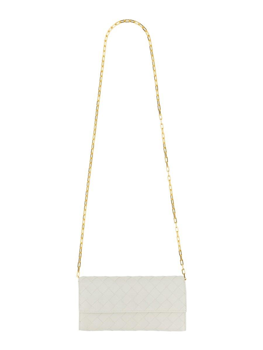 Woven Fold-over Chained Shoulder Bag