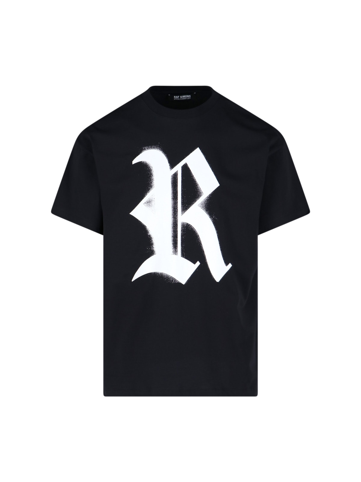 Raf Simons Printed Logo Big Fit T-shirt In Black