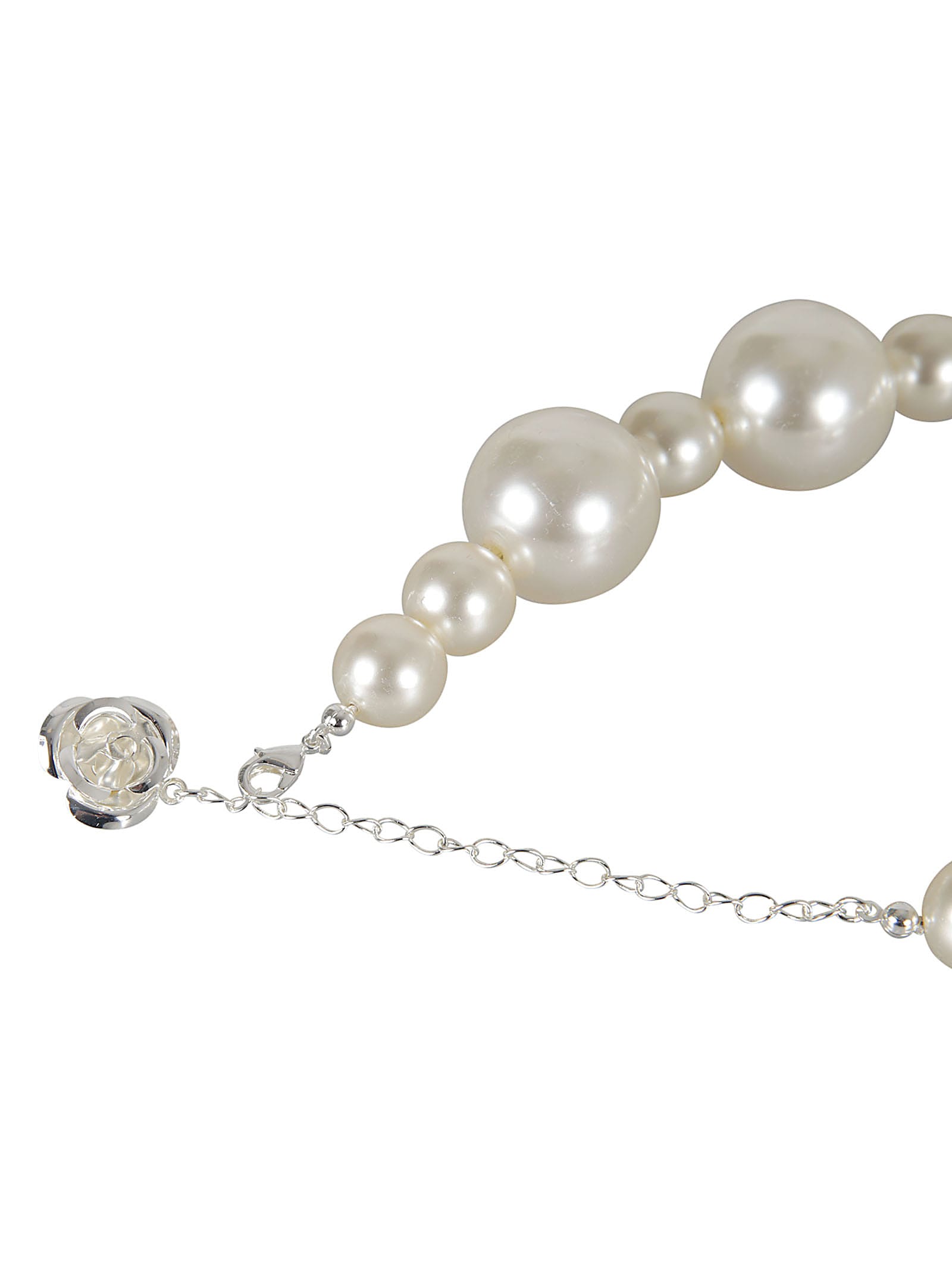 Shop Magda Butrym Pearl Chained Necklace In White