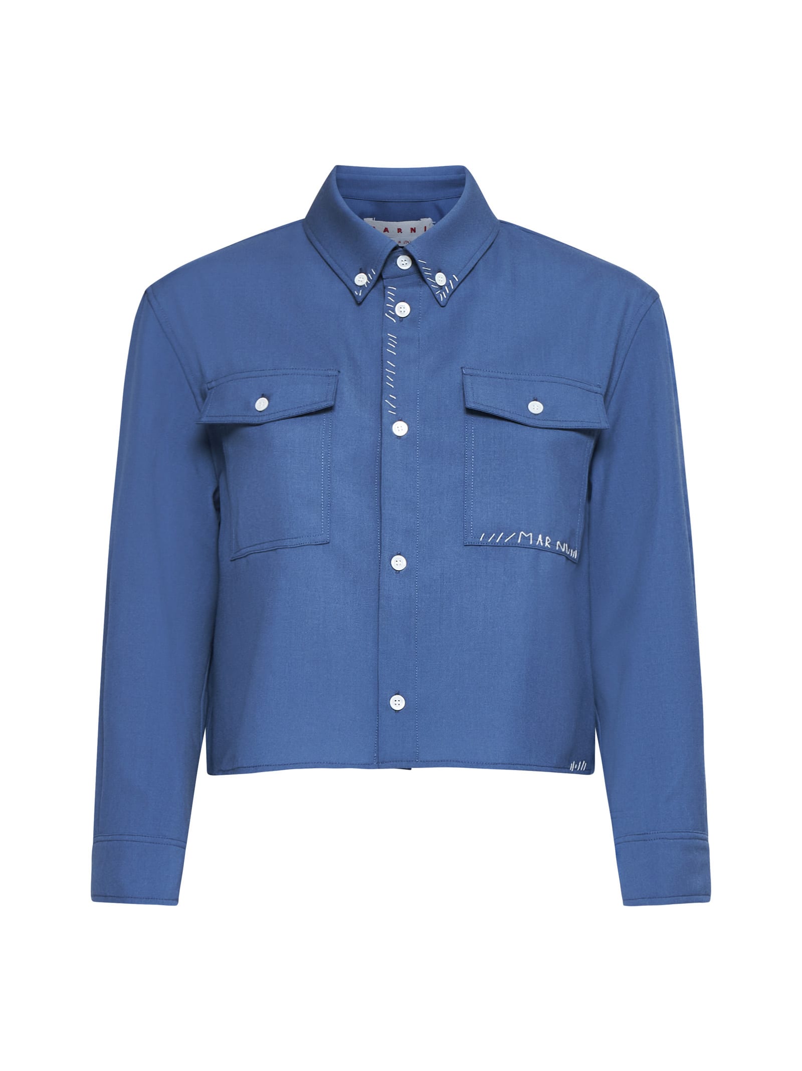 Shop Marni Shirt In Sapphire Blue