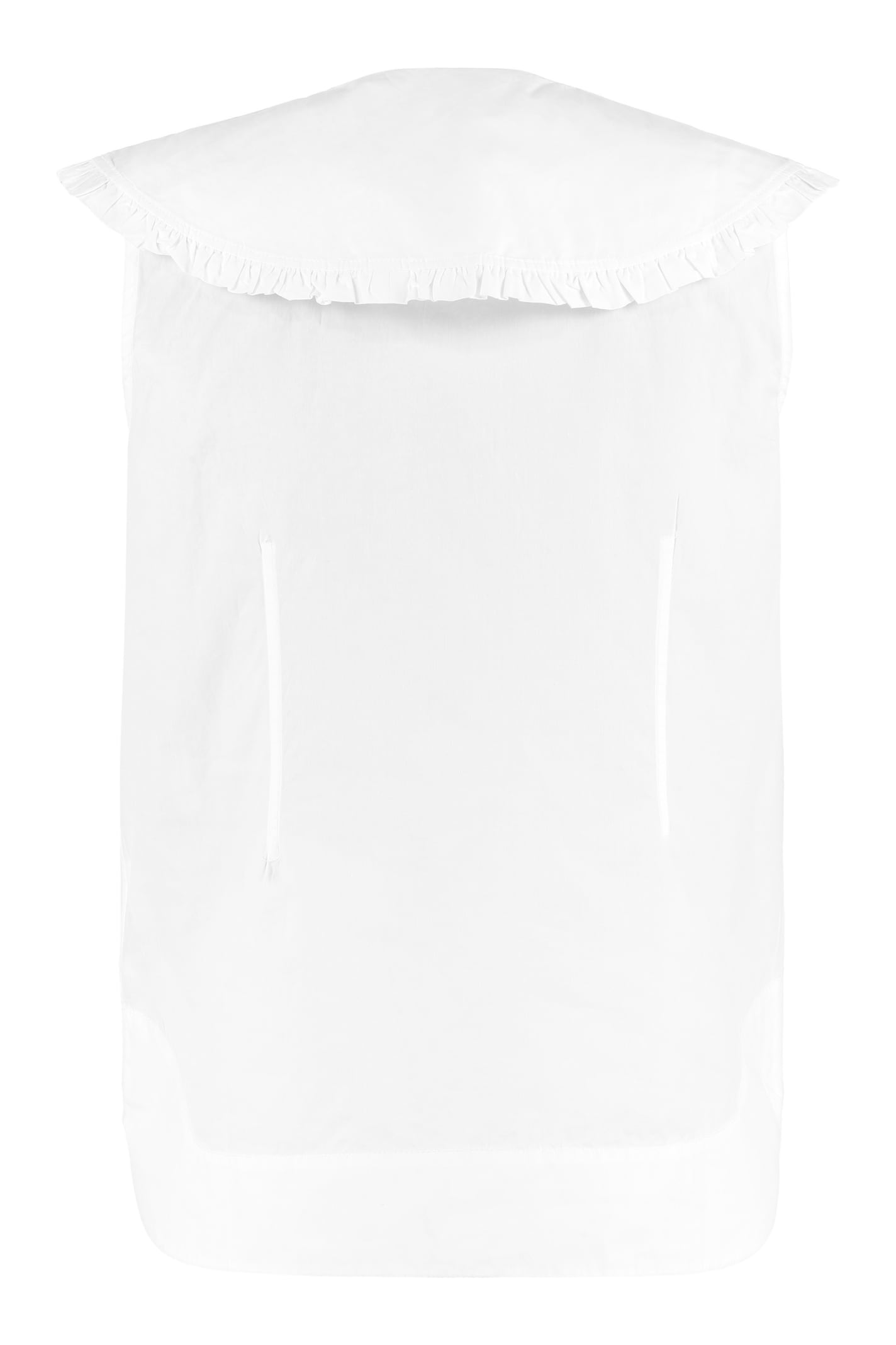 Shop Ganni Maxi Collar Cotton Shirt In White