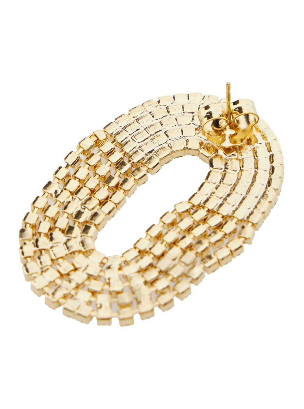 Silvia Gnecchi Liberty One Metallic Earings With Rear Closure And Oval Shape In Gold Pleated Brass Woman In Gold