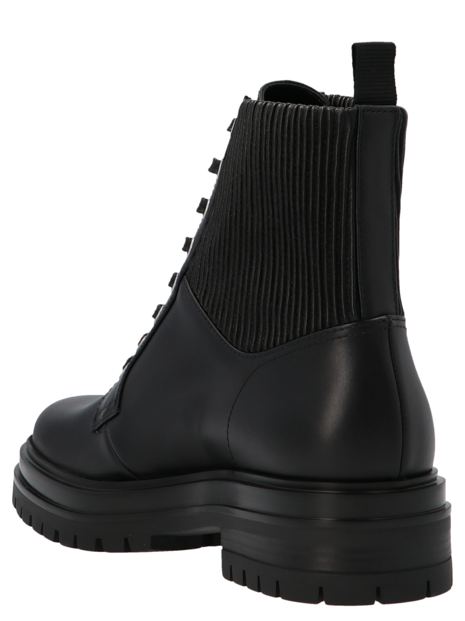 Shop Gianvito Rossi Martis Combat Boots In Calf+eco Stretch Black+black