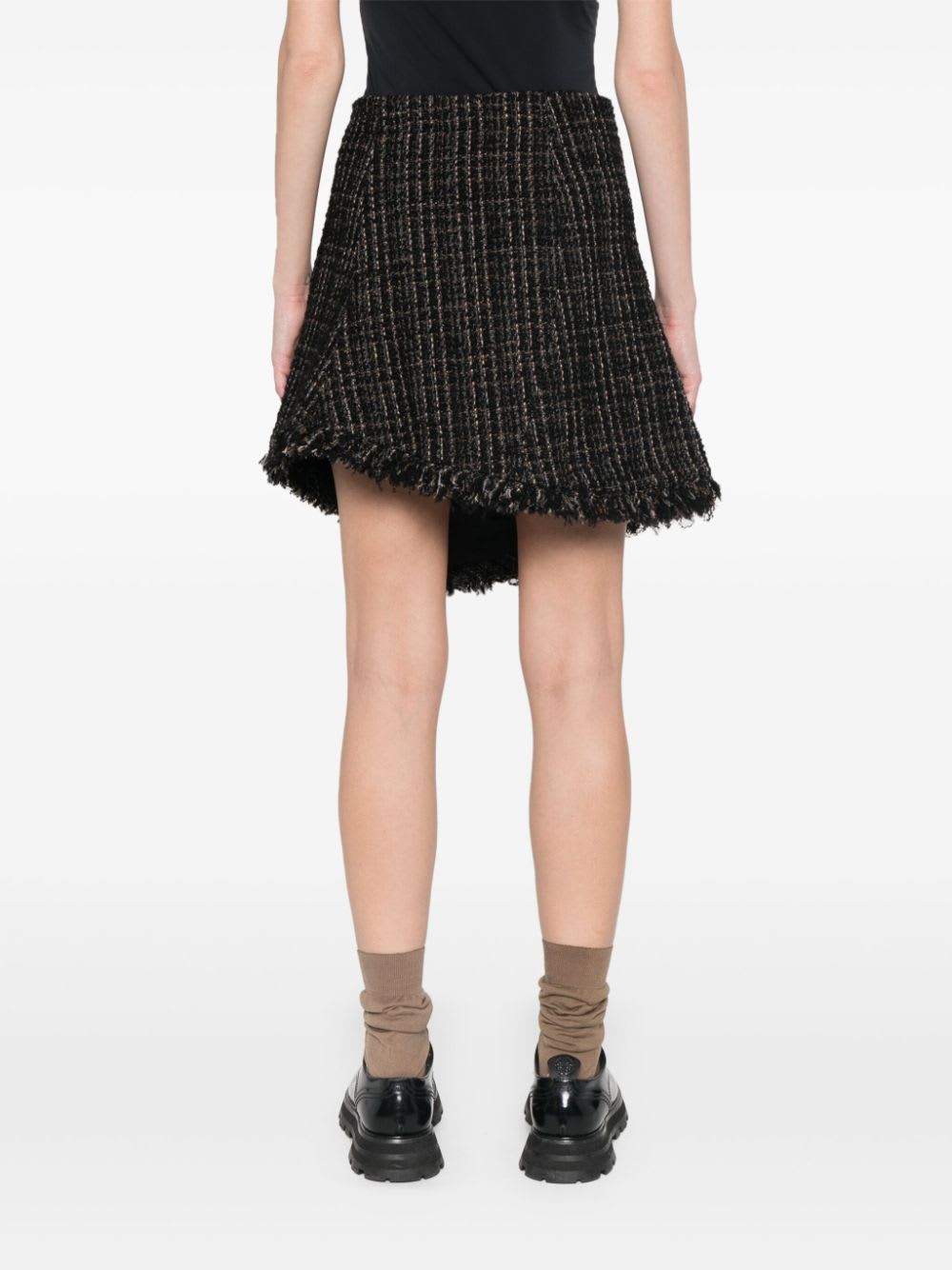 Sacai Tweed Wool Mini Skirt In Black