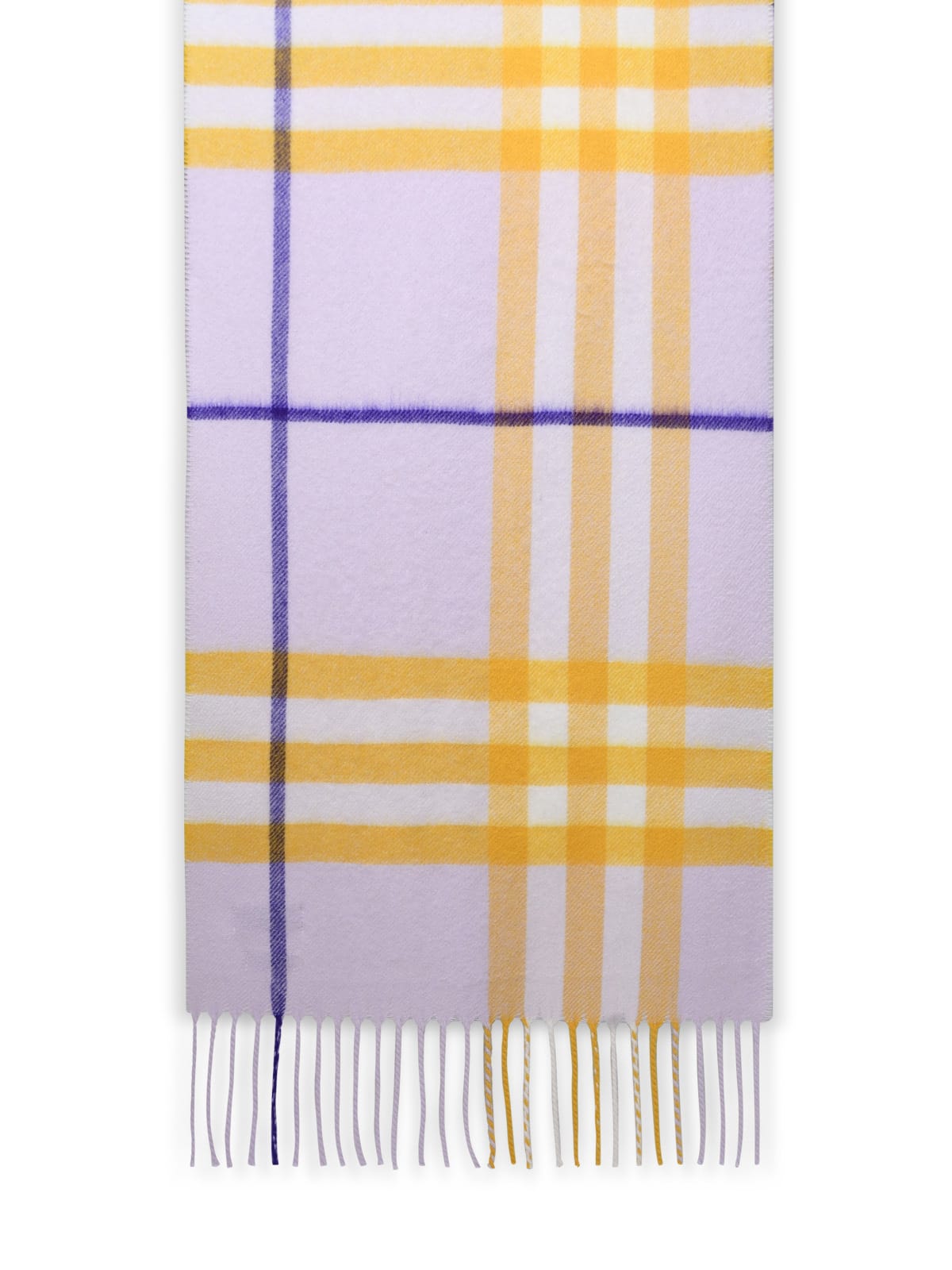 Shop Burberry Lilac Cashmere Scarf In Purple/yellow