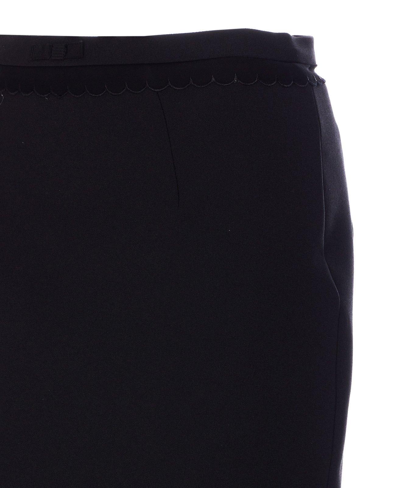 Elisabetta Franchi Longuette Skirt With Bow Detail And Back Split