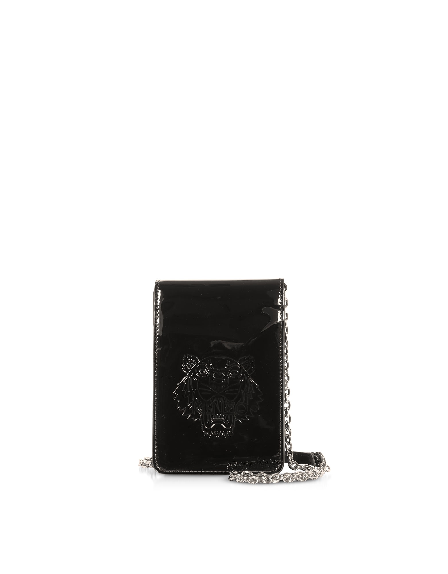 KENZO BLACK PREPPY TIGER EMBOSSED PHONE ON A CHAIN,11217365