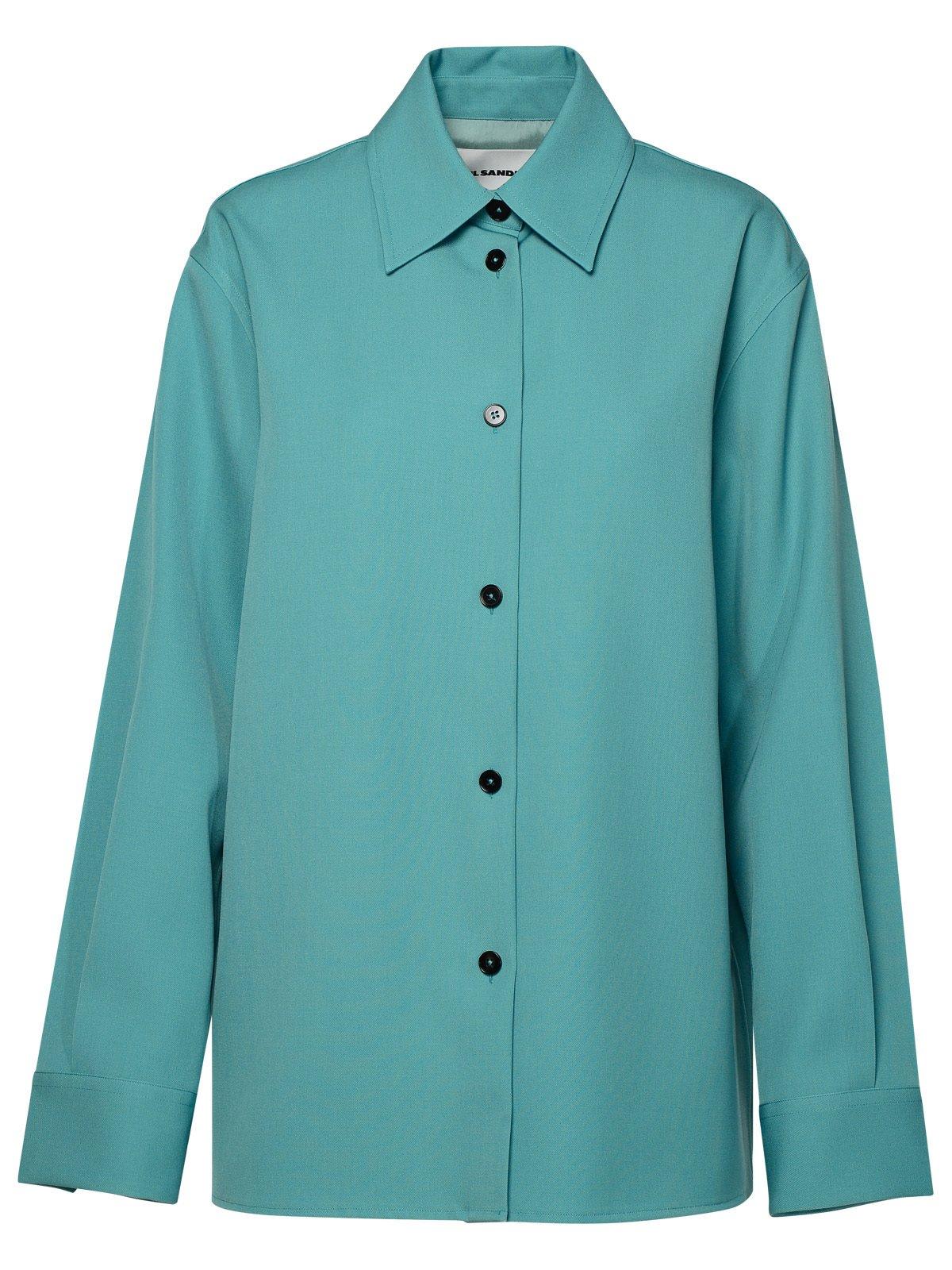 Shop Jil Sander Buttoned Long-sleeved Shirt In Blue