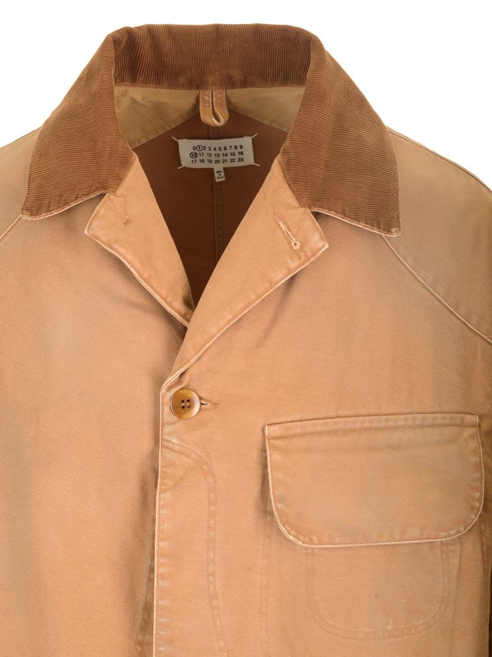 Shop Maison Margiela Sportsjacket Beige