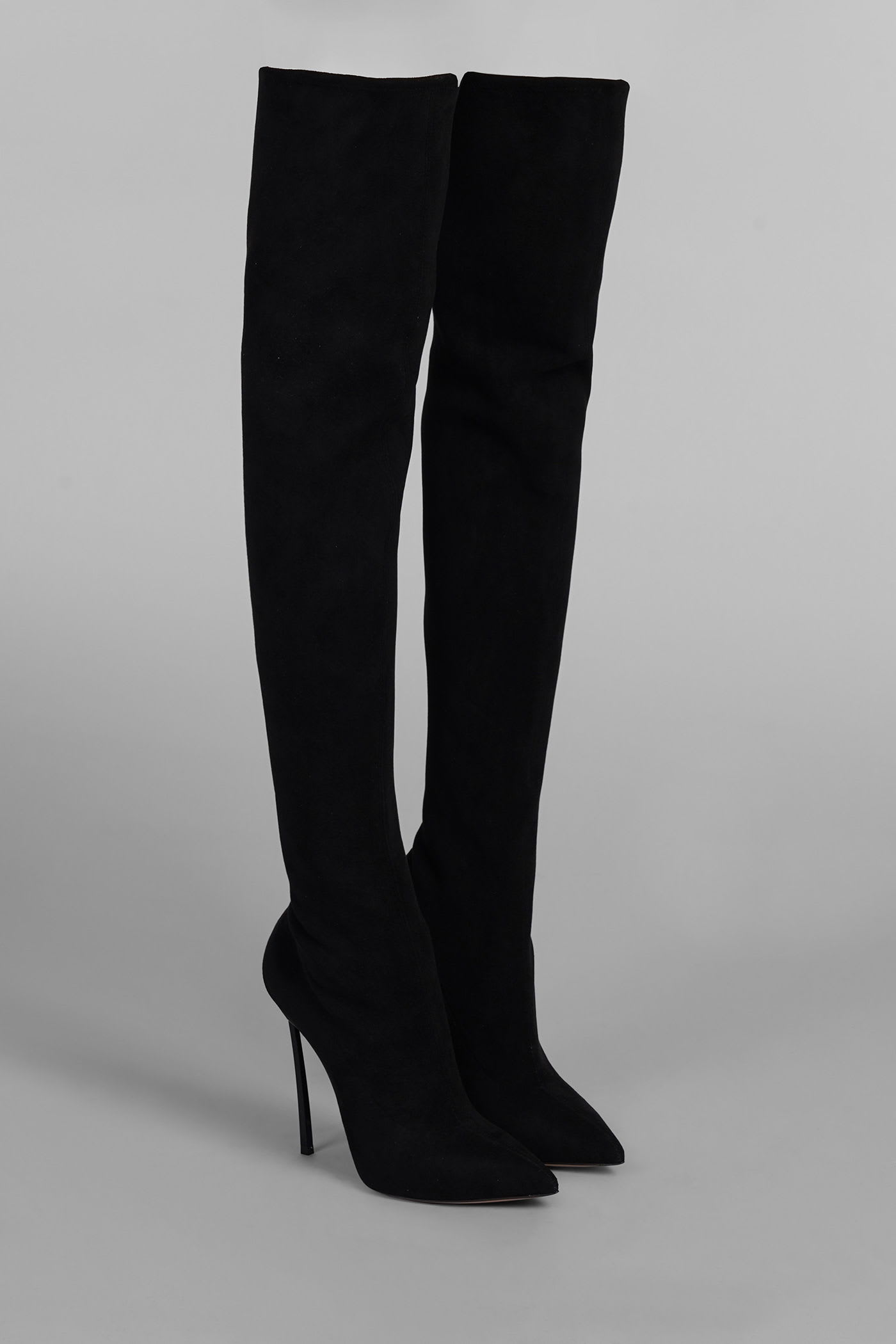 Casadei Blade High Heels Boots In Black Suede In Black