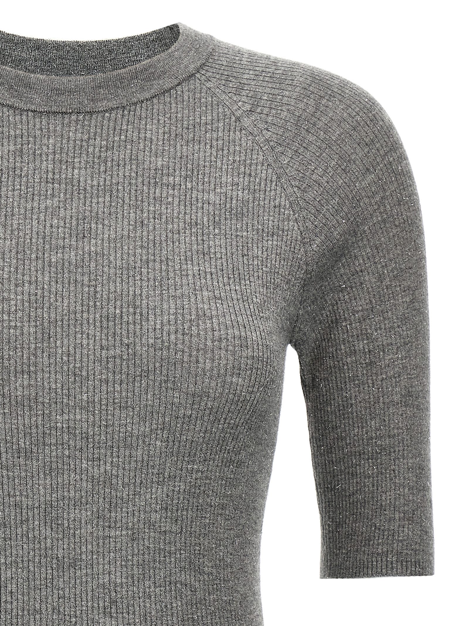 Shop Brunello Cucinelli Lurex Ribbed Sweater In Gray