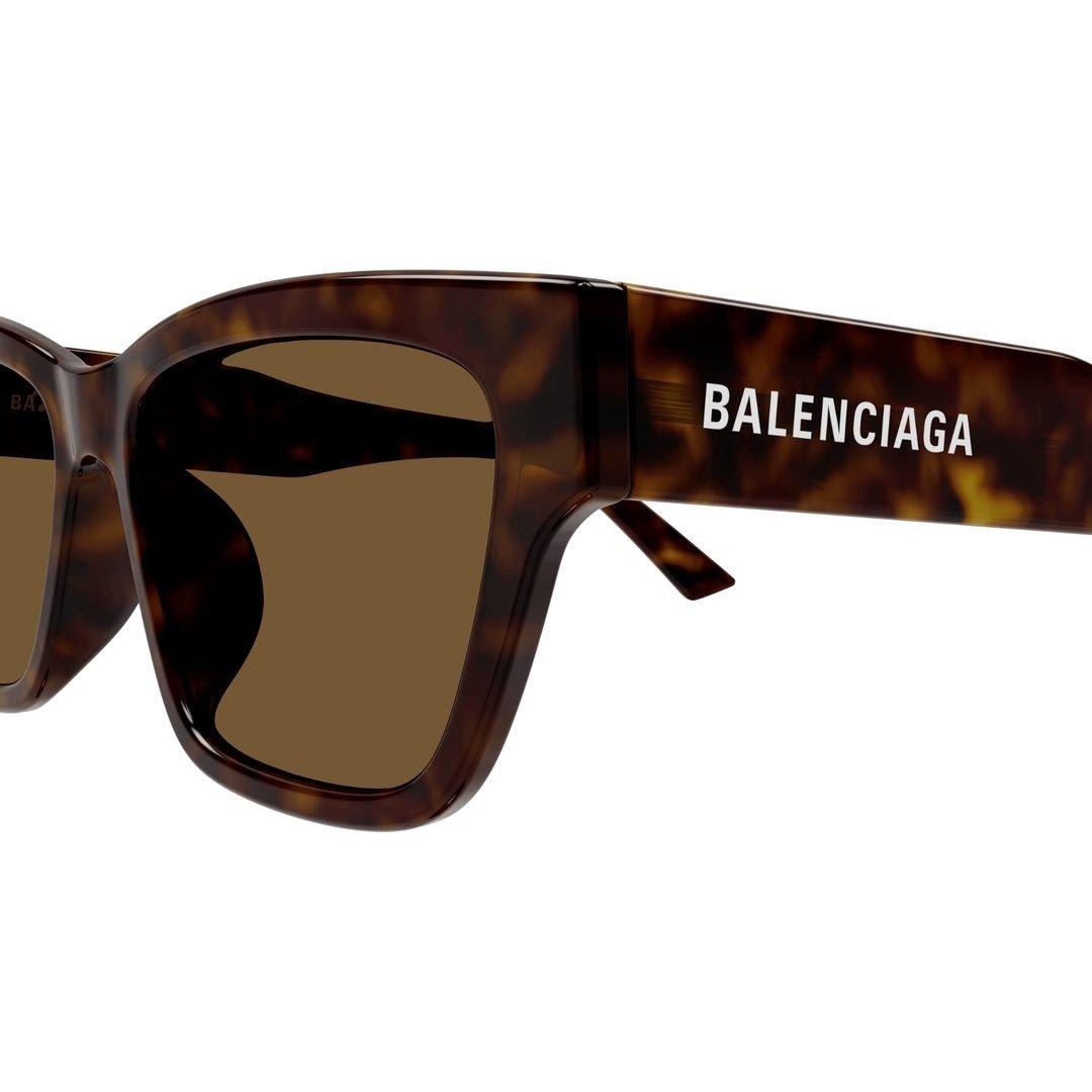 Shop Balenciaga Rectangular Frame Sunglasses In 002 Havana Havana Brown