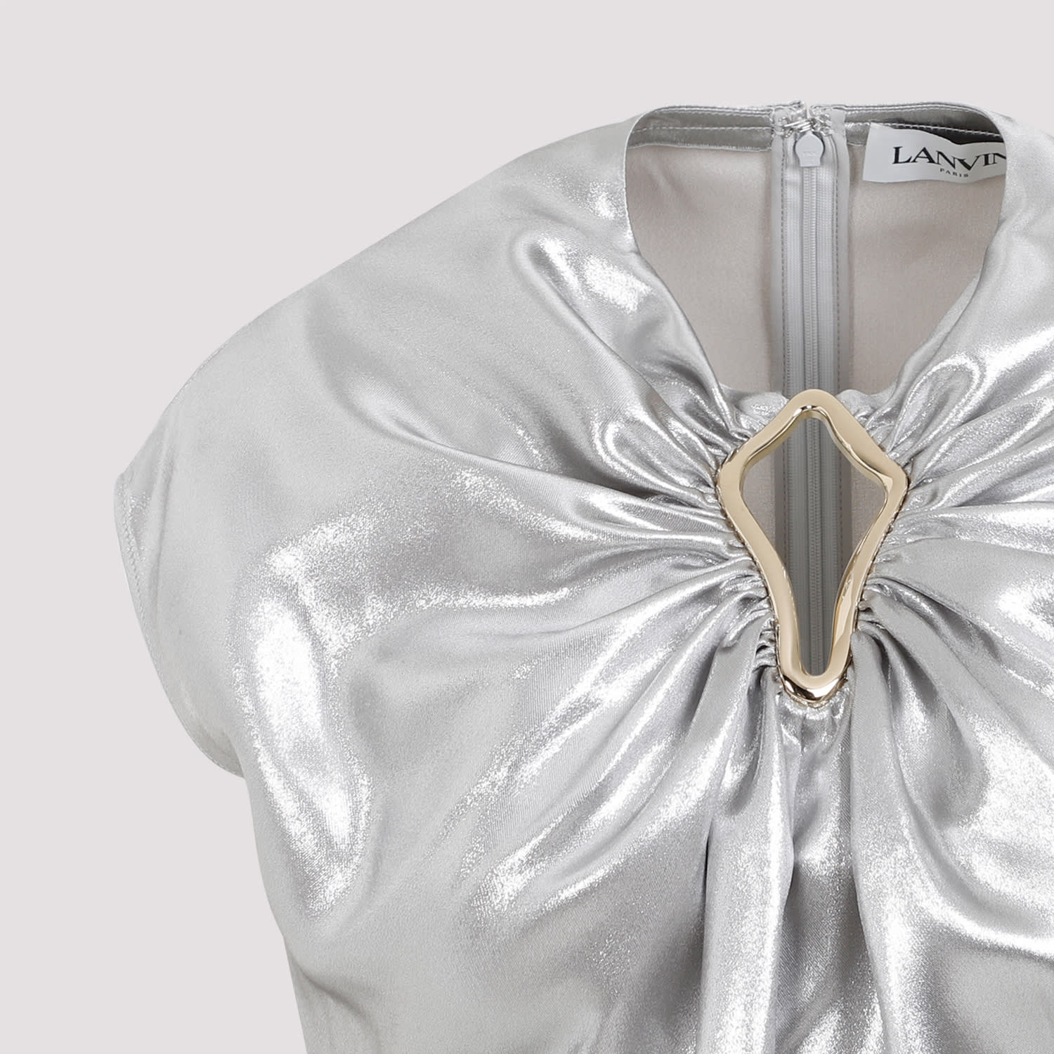 Shop Lanvin Draped Summer Top In Silver