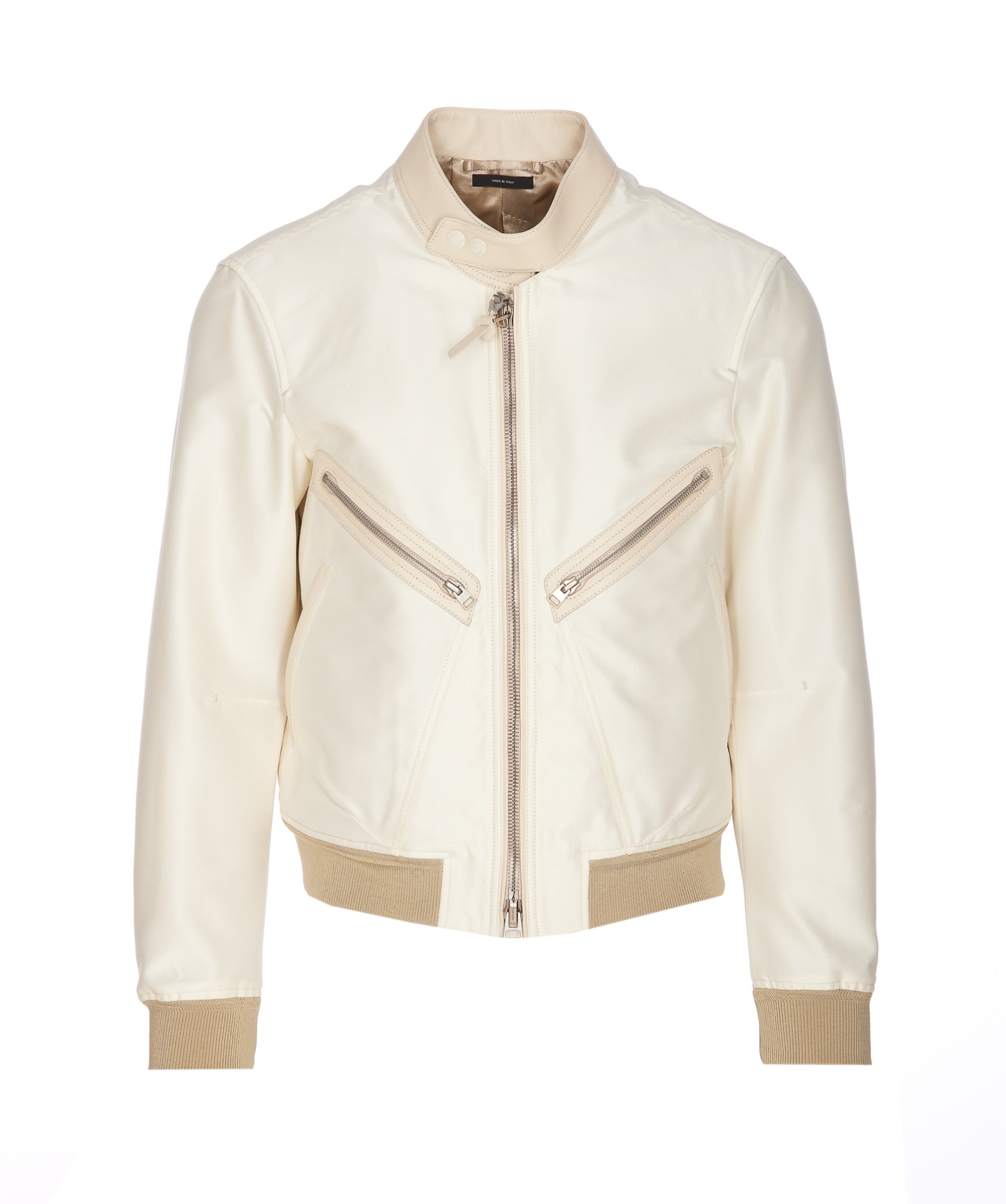 Shop Tom Ford Wool And Silk Racer Bomber In White