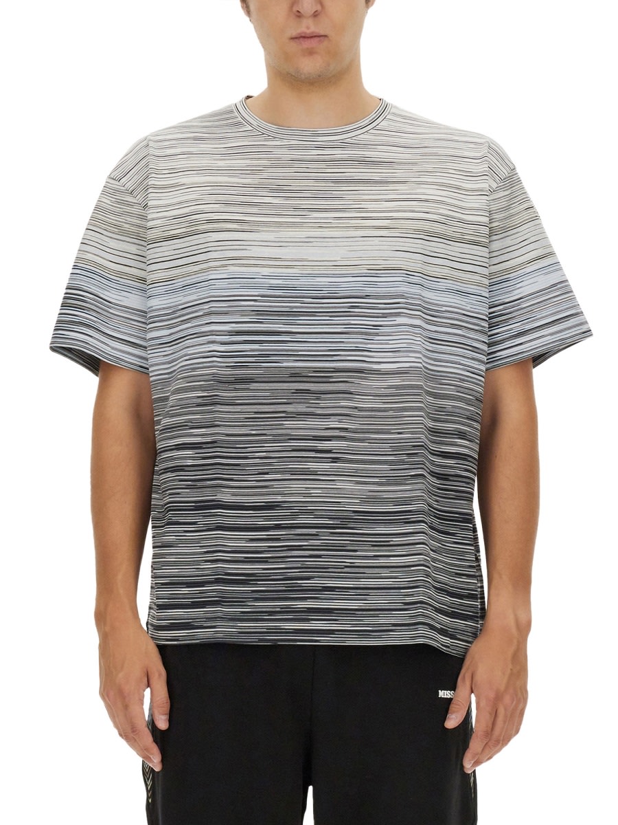 Shop Missoni Striped T-shirt In Grey