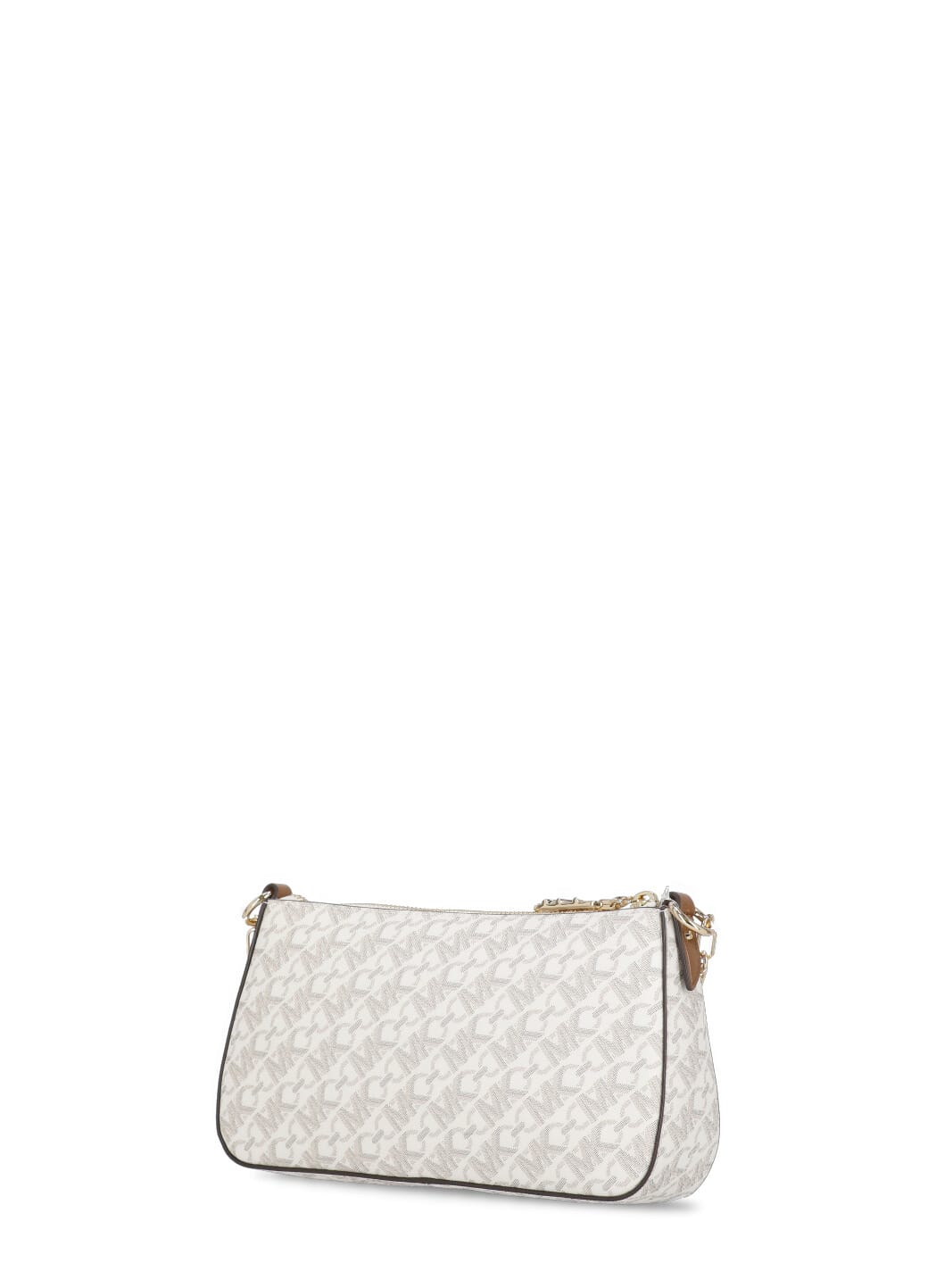 Shop Michael Kors Shoulder Bag With Empire Monogram In Vaniglia-cuoio