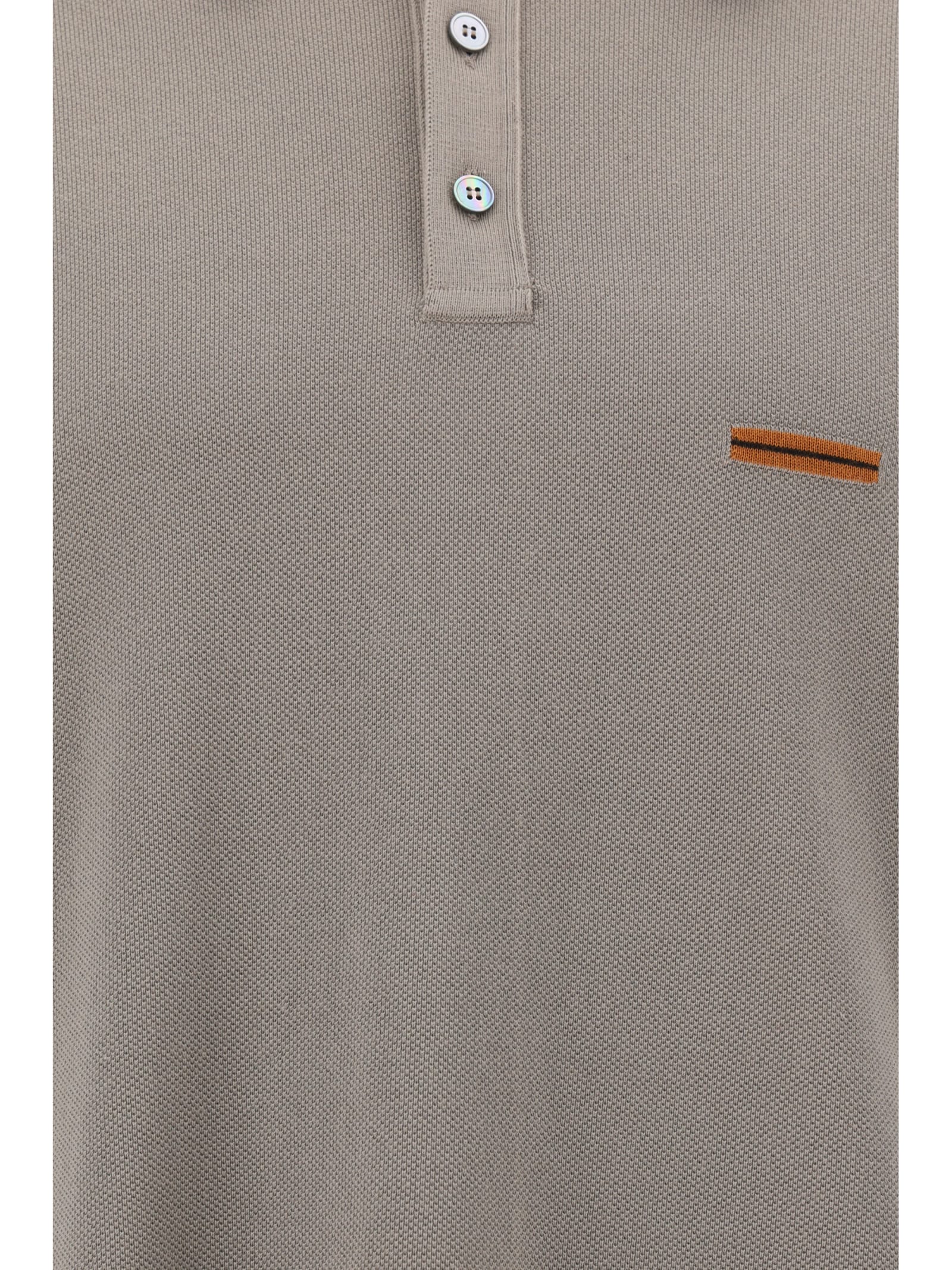 Shop Zegna Polo Shirt In Beige Scuro Unito