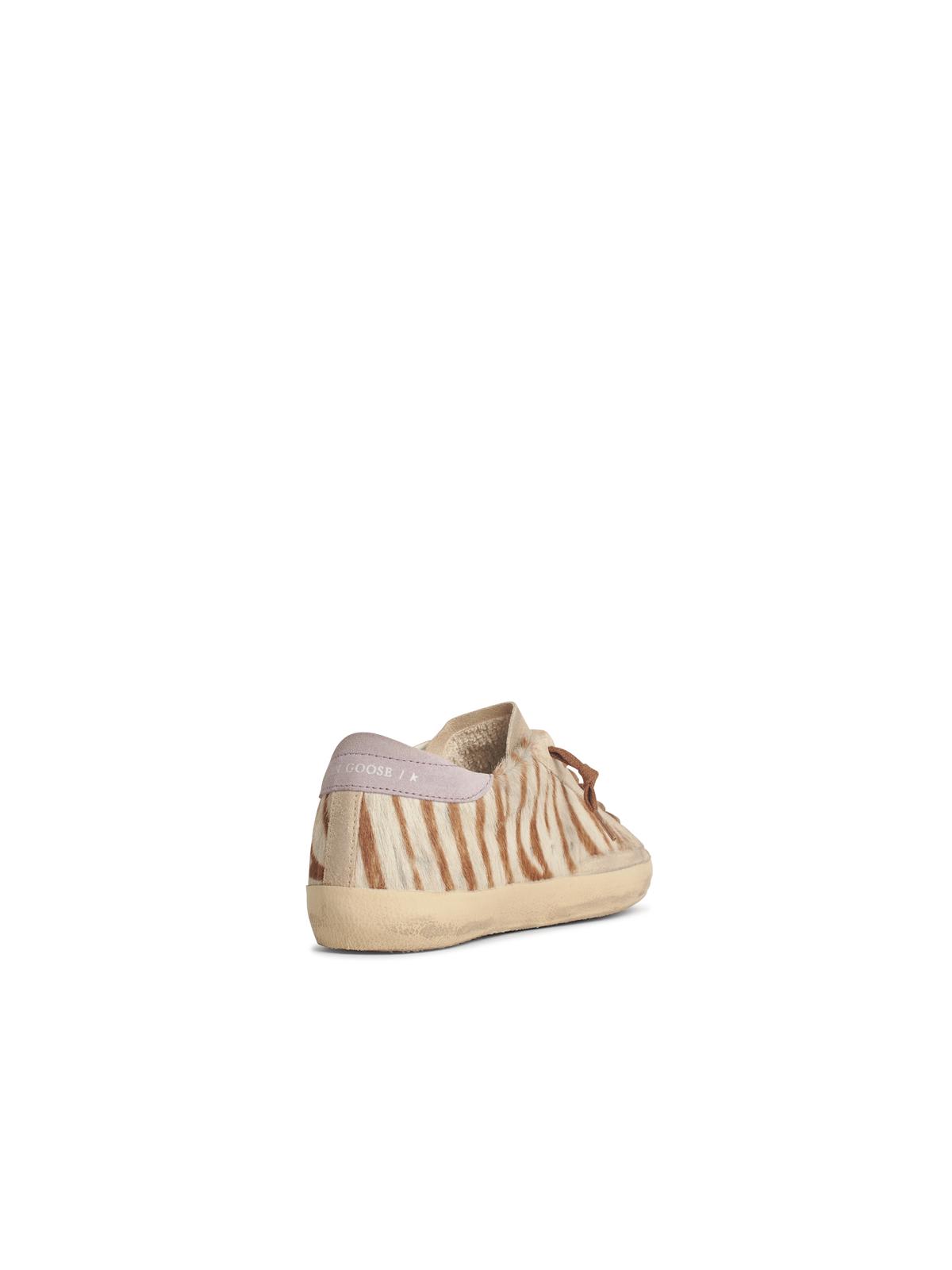 Golden Goose Super-star Woman In Zebra Pony Hair With Silver Star And Suede Heel
