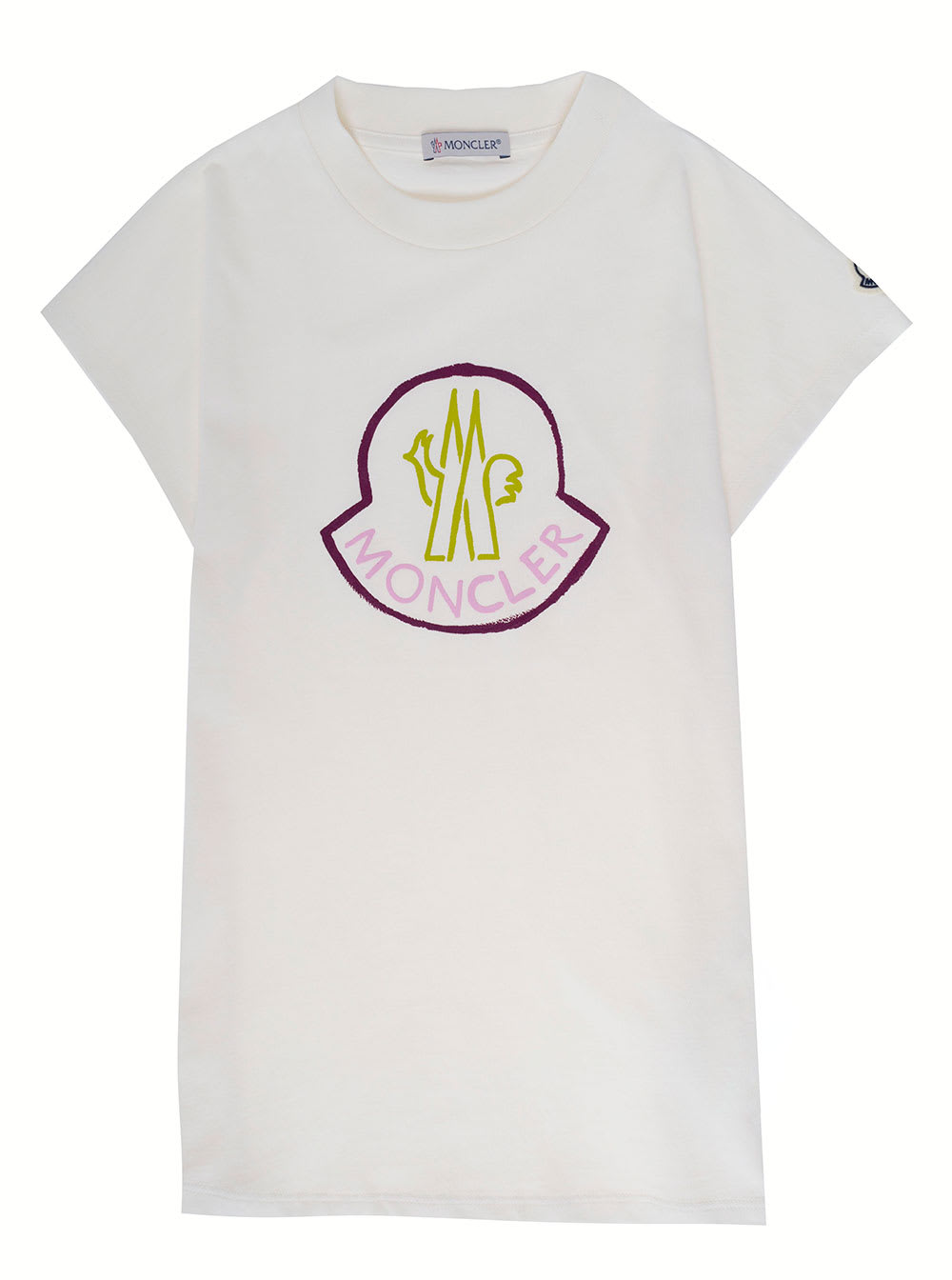 Moncler Girl Cotton White T-shirt With Logo Print