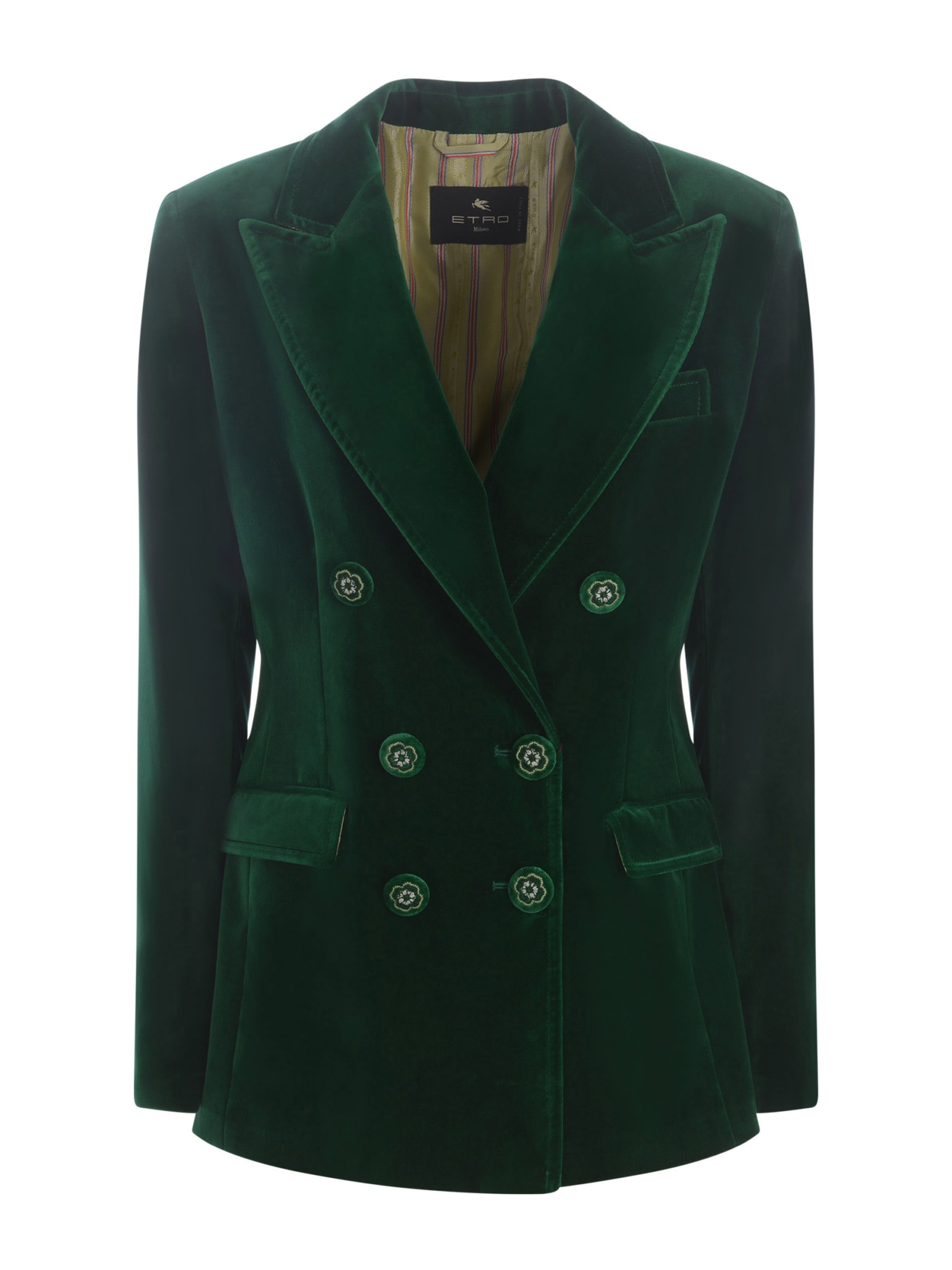 Shop Etro Jacket  In Velvet In Verde