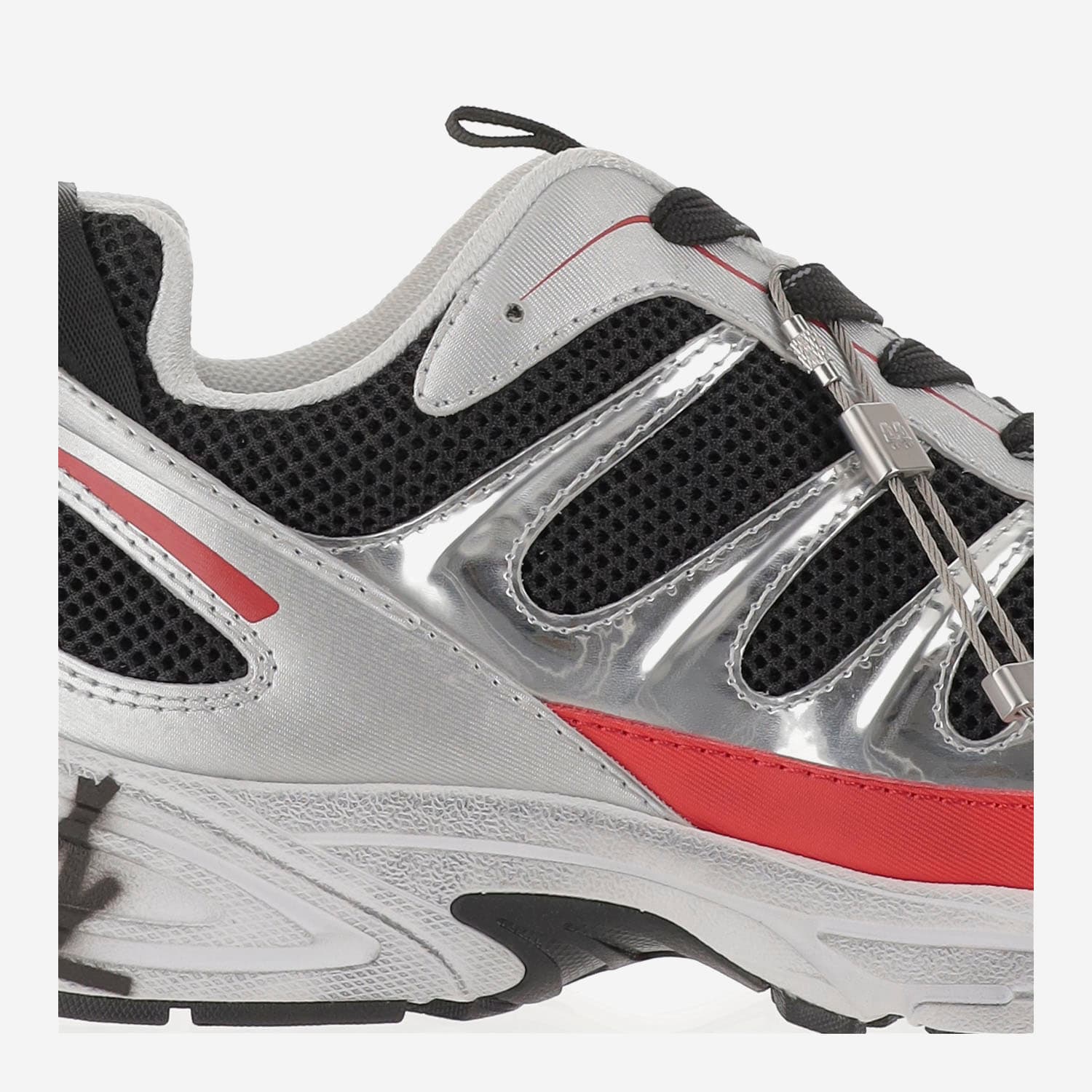 44 Label Group Dragger Sneakers In Silver Leather And Fabric In Black
